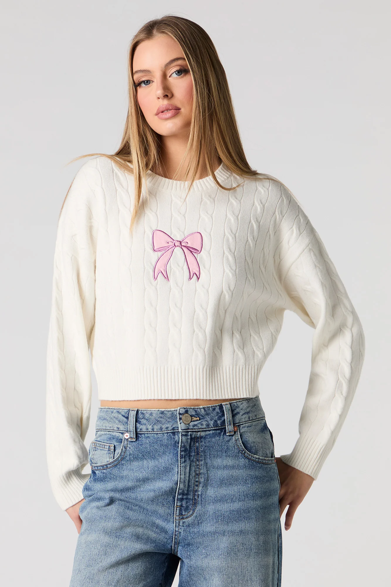 Embroidered Cable Knit Sweater - Image 4