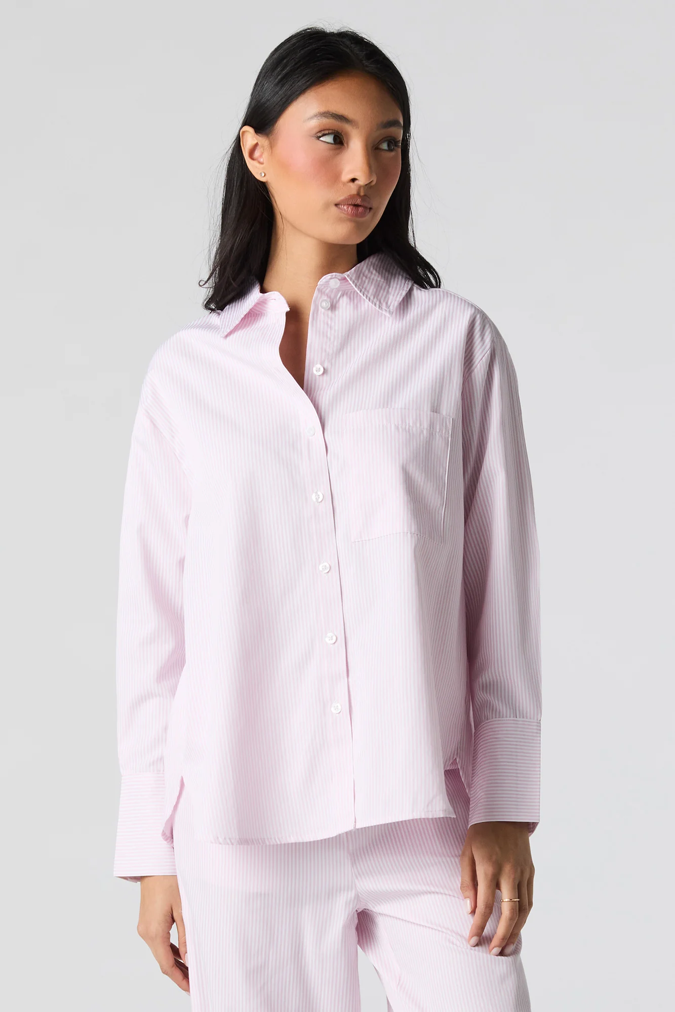 Haut de pyjama boutonné rayé à manches longues - Image 7