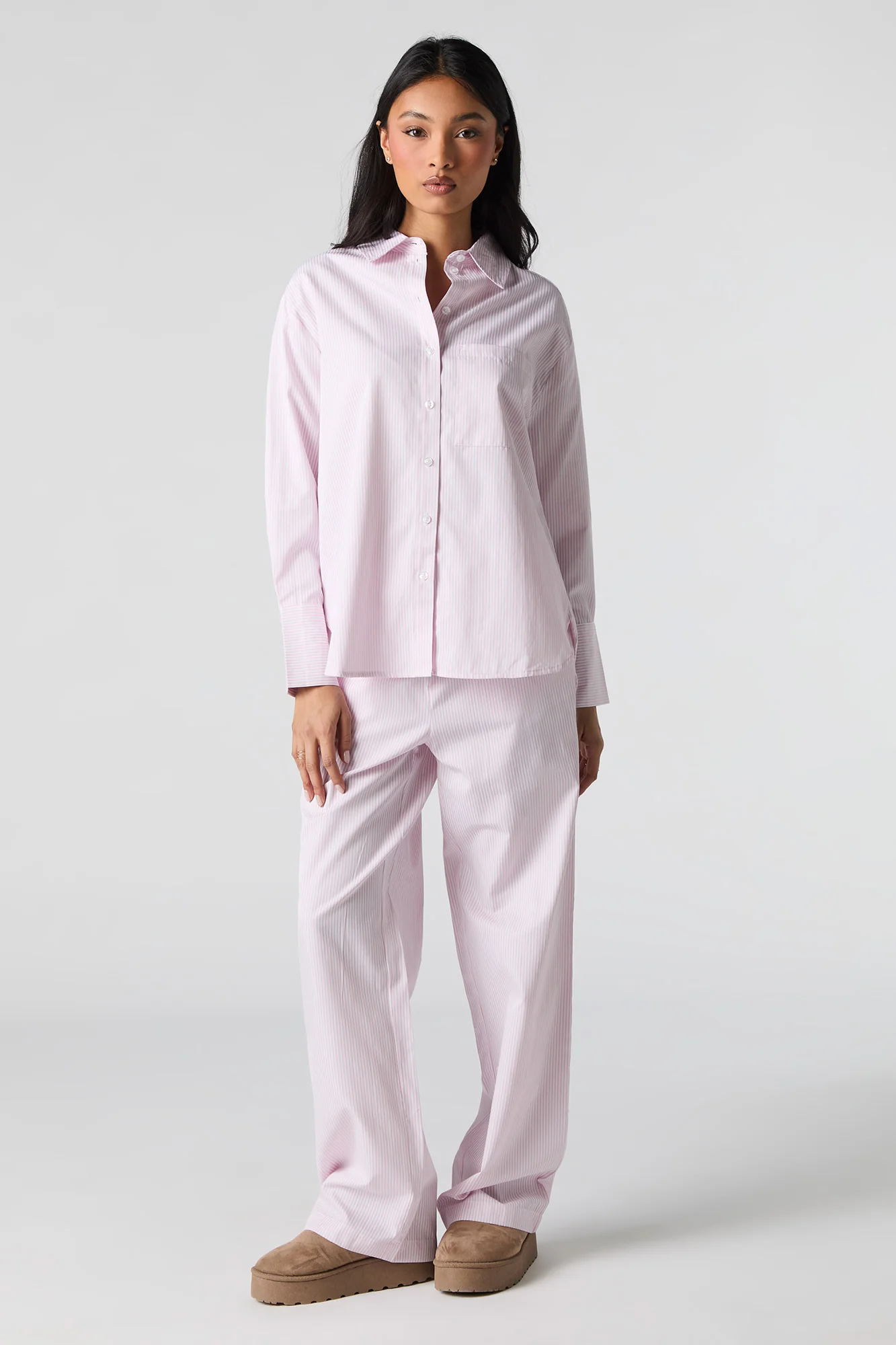 Haut de pyjama boutonné rayé à manches longues - Image 9