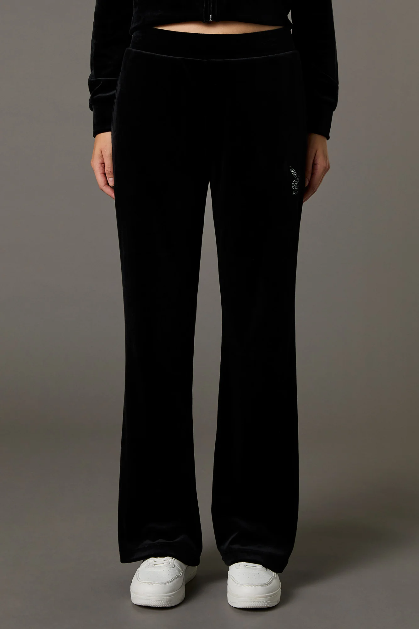 Pantalon à jambe large en velours avec Playboy en pierres du Rhin - Image 3