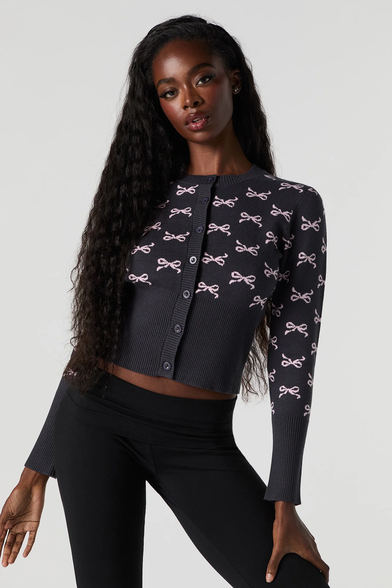 Cardigan boutonné en tricot jacquard - Image 8