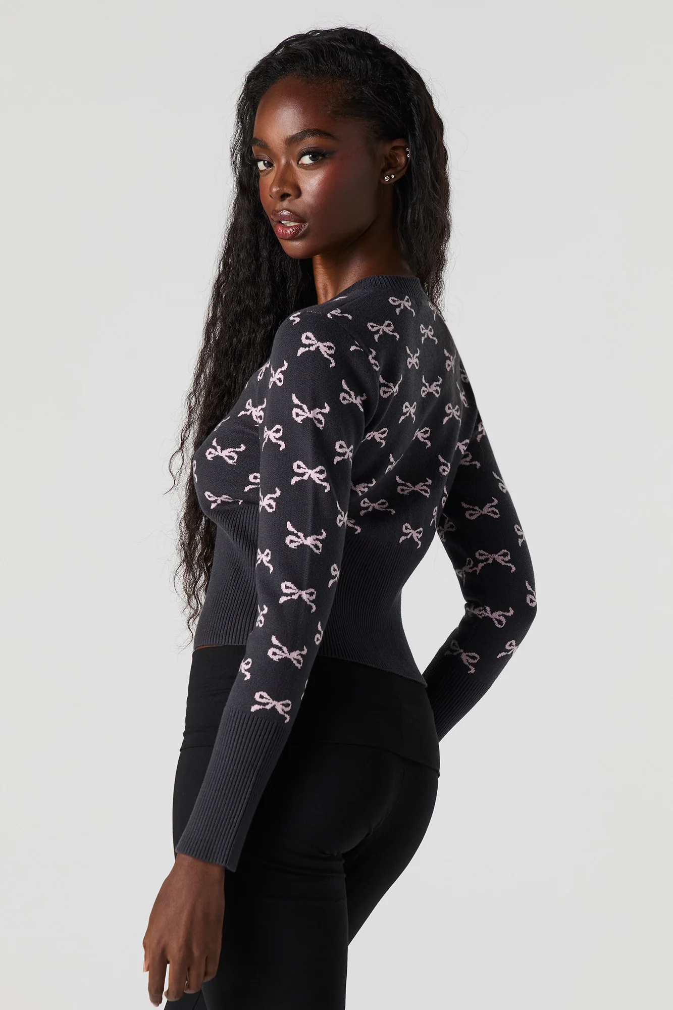 Jacquard Knit Button-Up Cardigan - Image 12