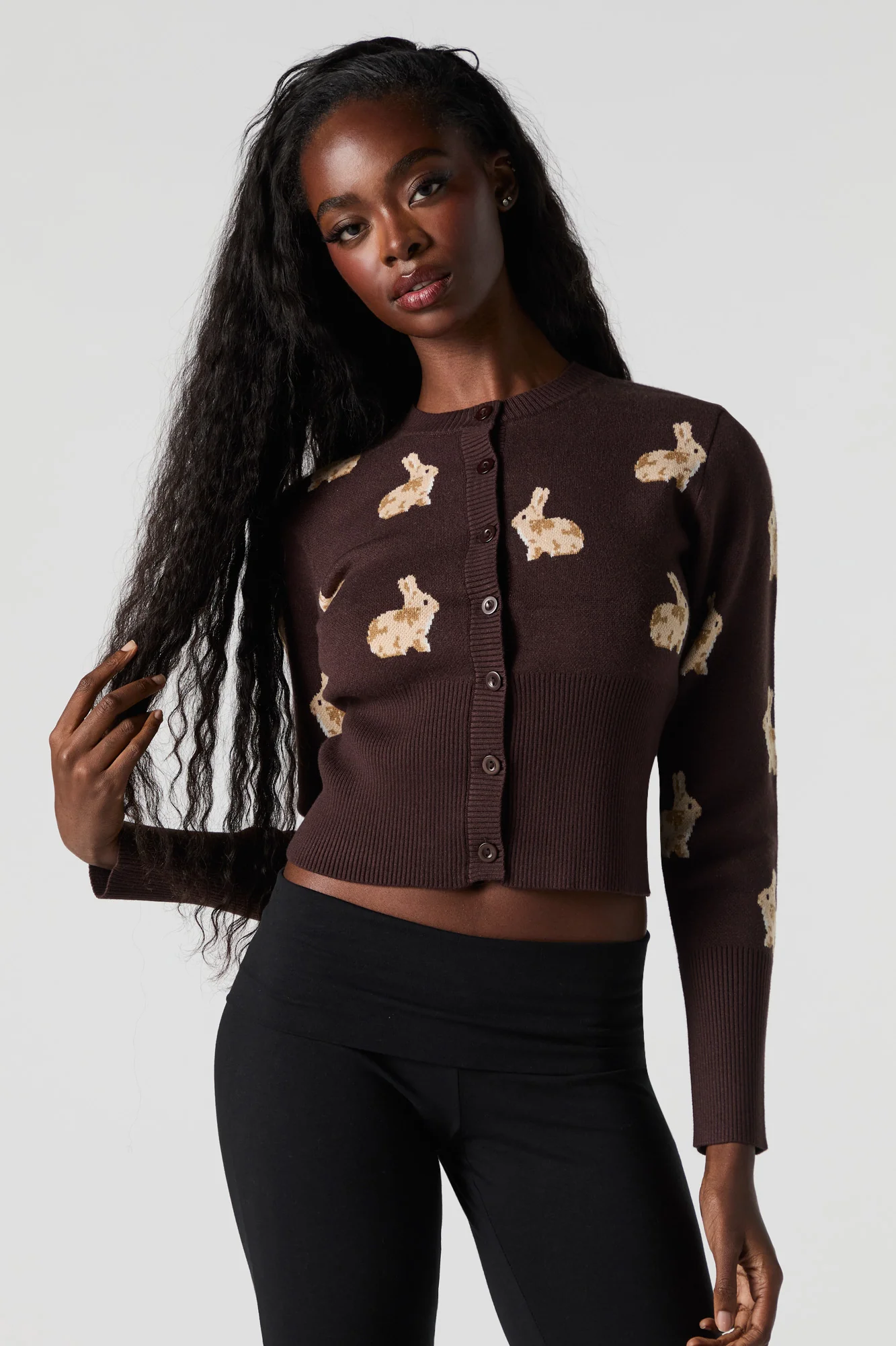 Jacquard Knit Button-Up Cardigan - Image 17