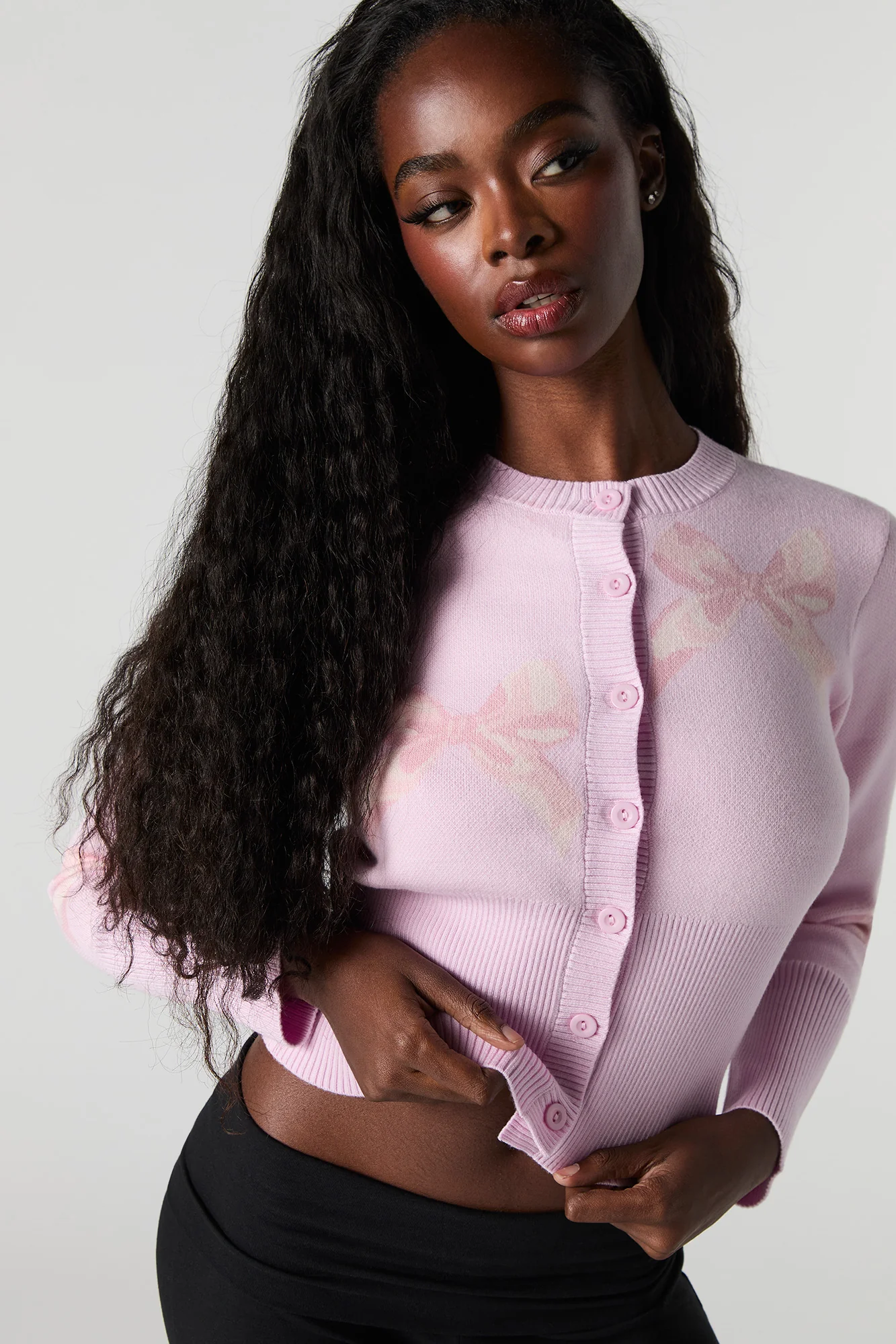 Jacquard Knit Button-Up Cardigan - Image 4