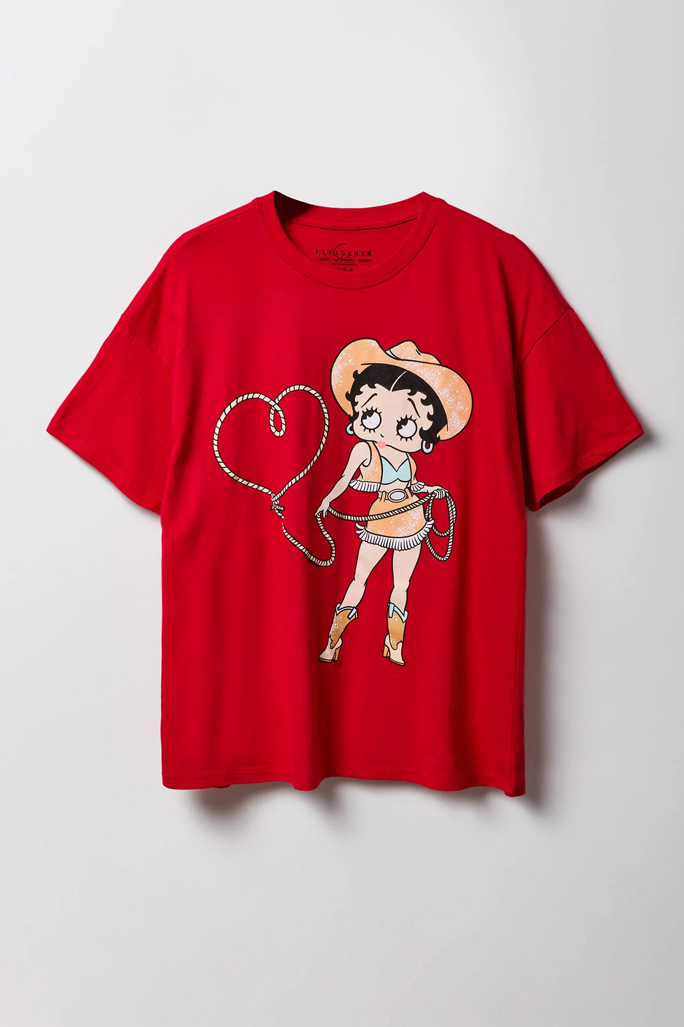 Betty Boop Cowgirl Graphic Boyfriend T-Shirt - Image 4