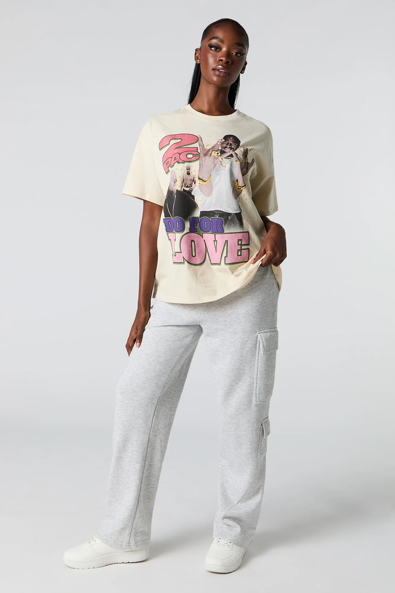 T-shirt de coupe garçonne à imprimé Tupac - Image 3
