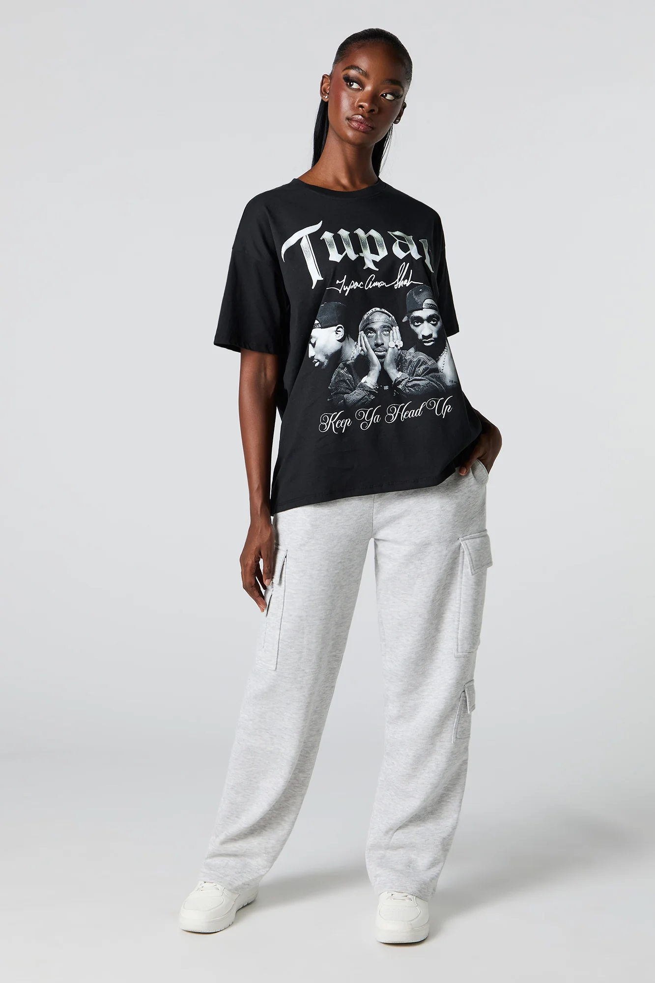 T-shirt de coupe garçonne à imprimé Tupac - Image 6
