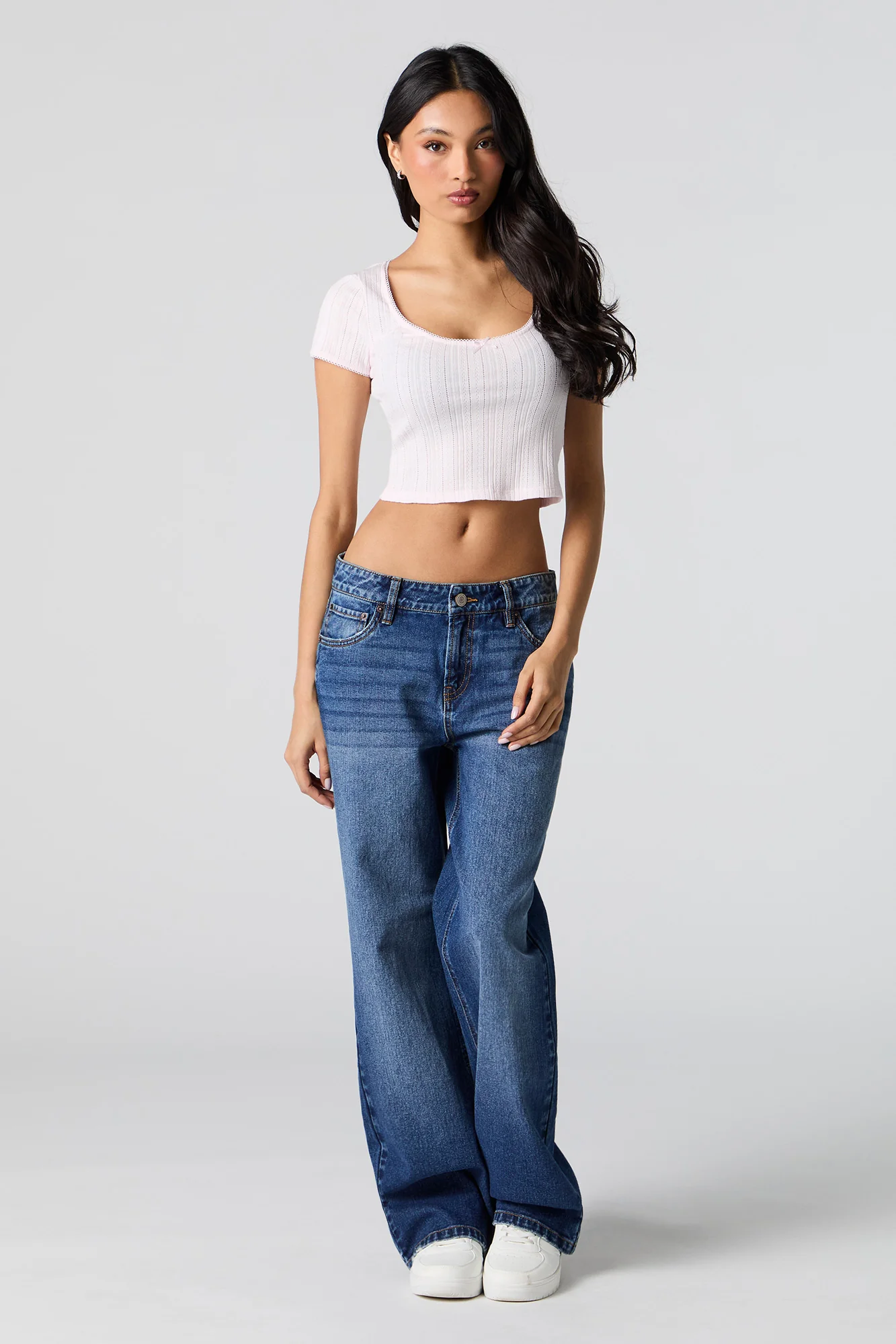 Pointelle Scoop Neck Crop Top - Image 18