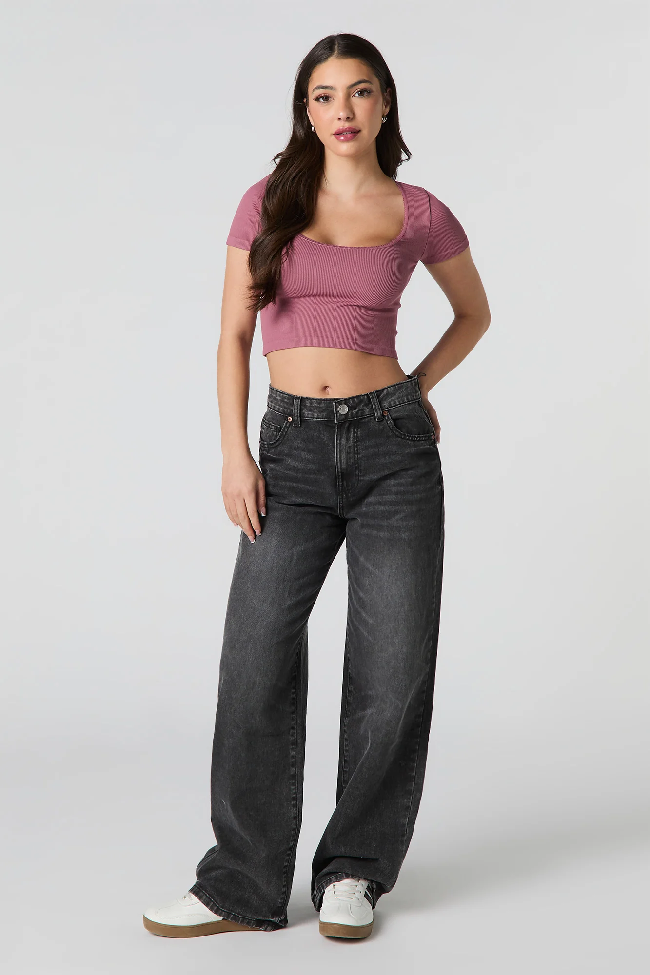 Seamless Ribbed Cropped Short Sleeve Top - Image 6
