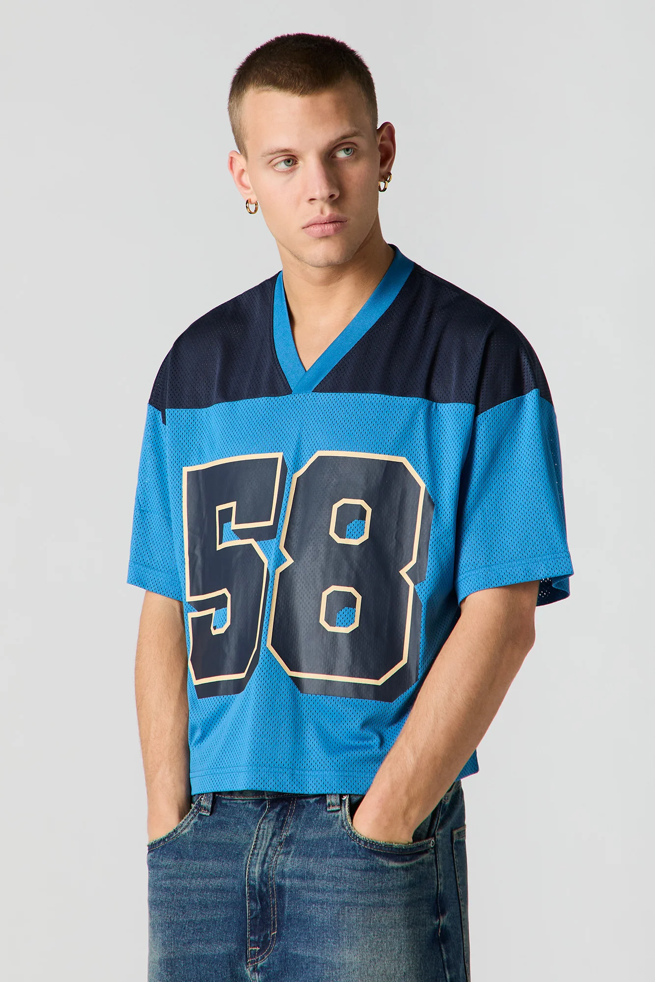 Graphic Mesh Boxy Football Jersey - Image 10