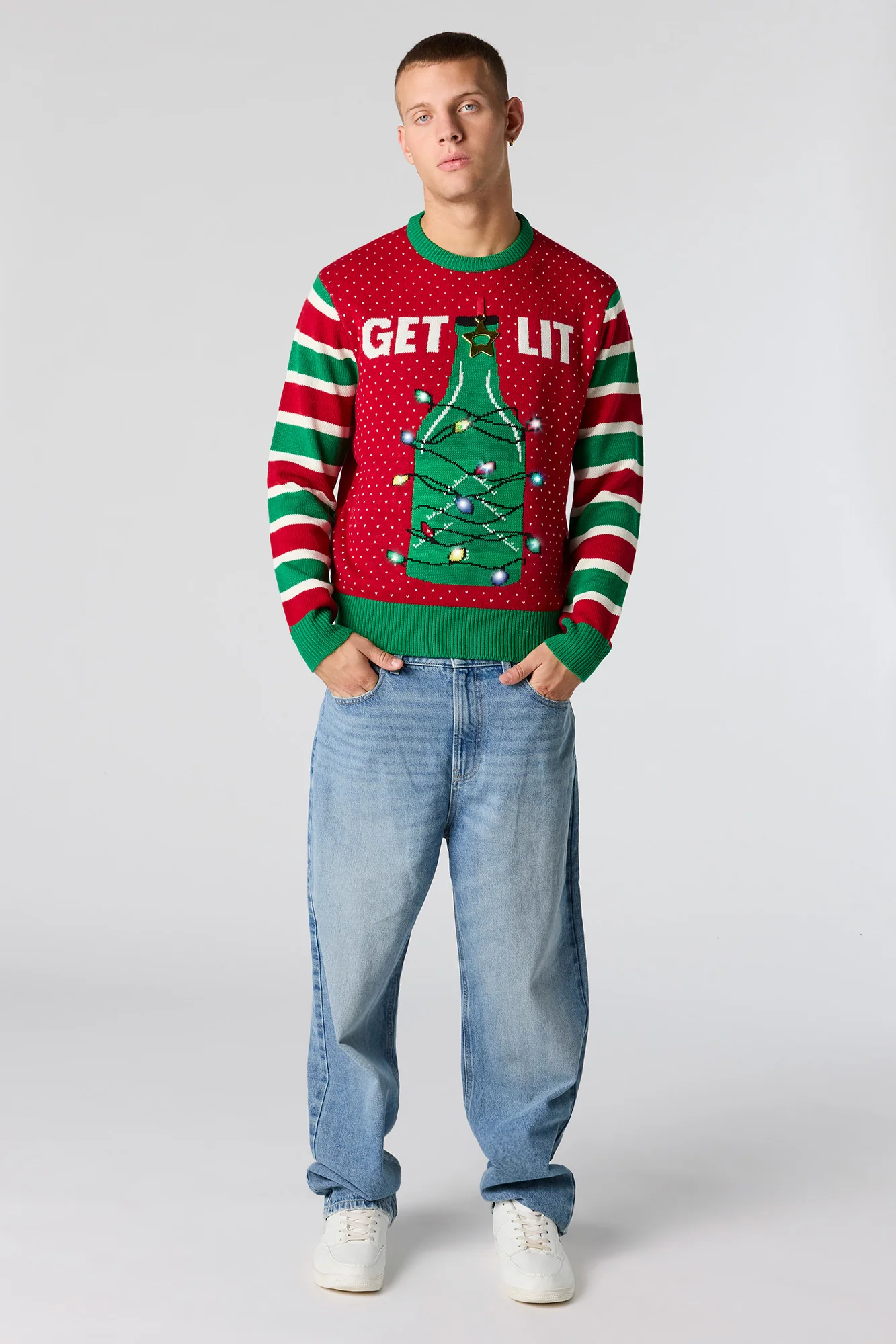 Get Lit Jacquard Knit Light-Up Christmas Sweater - Image 3