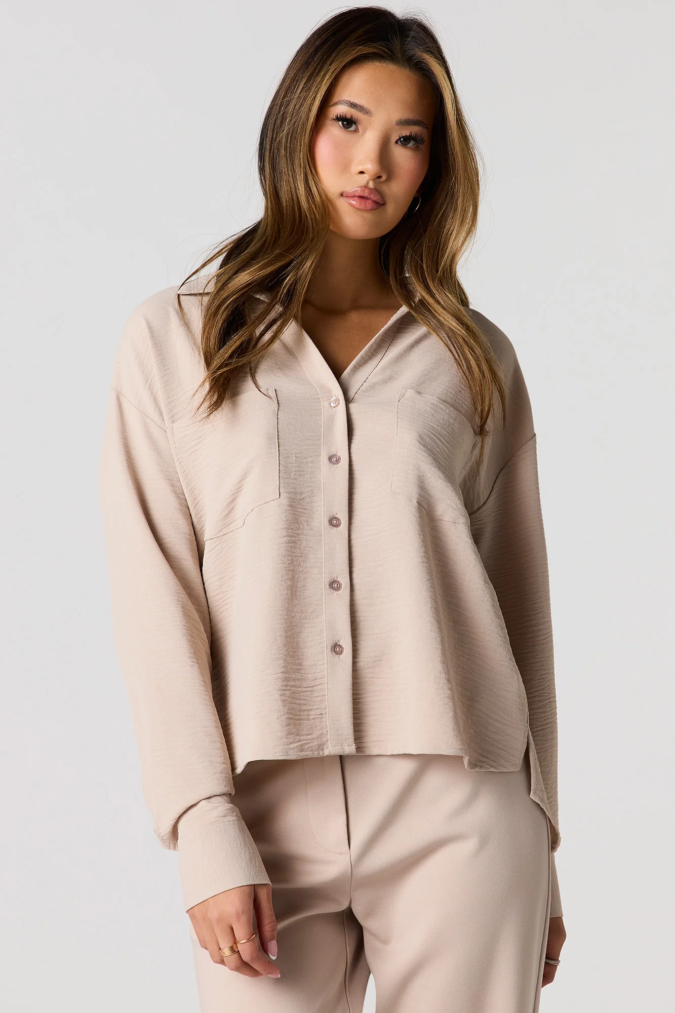 Flowy Button-Up Collared Top