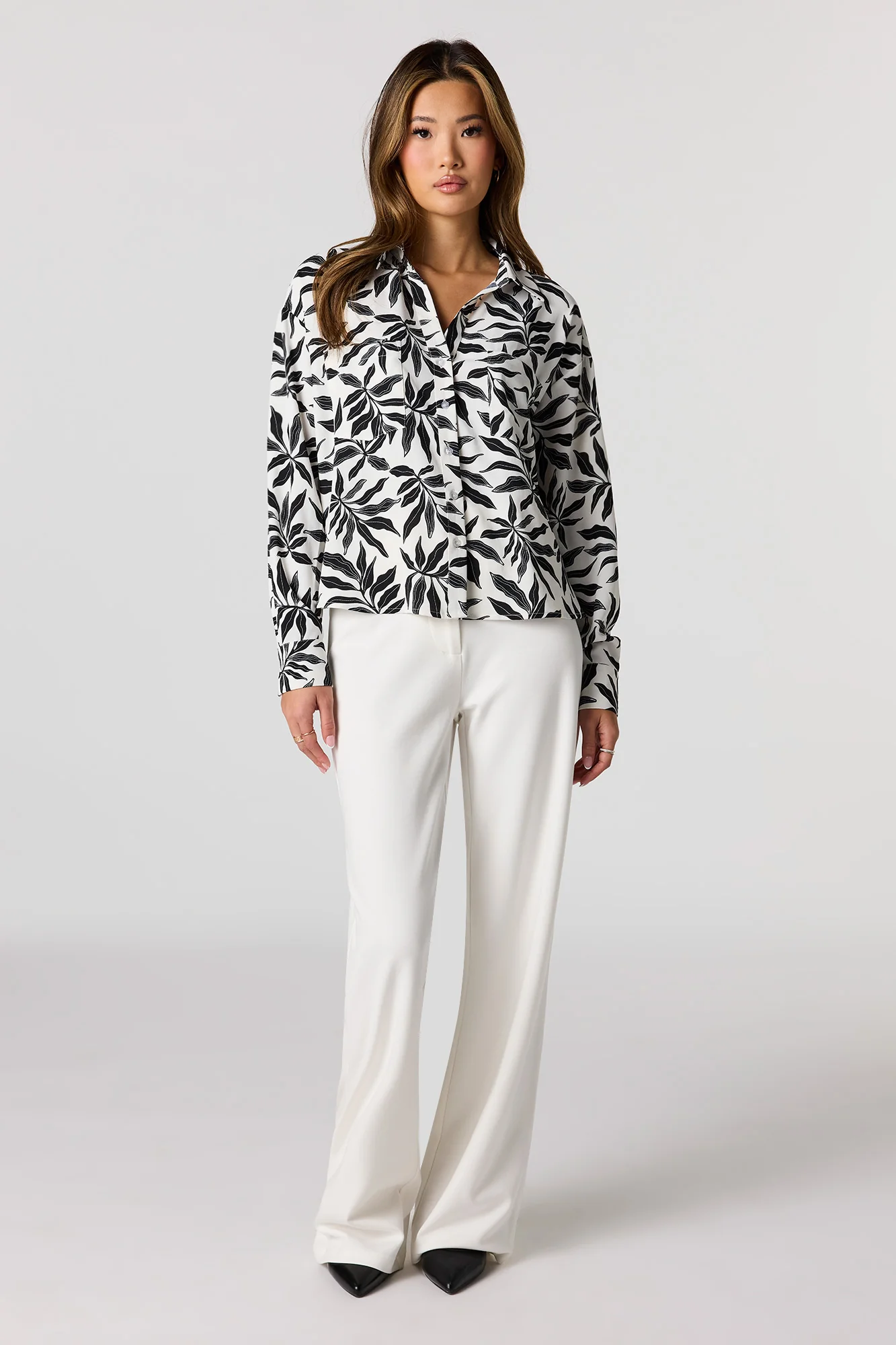 Flowy Button-Up Collared Top - Image 6