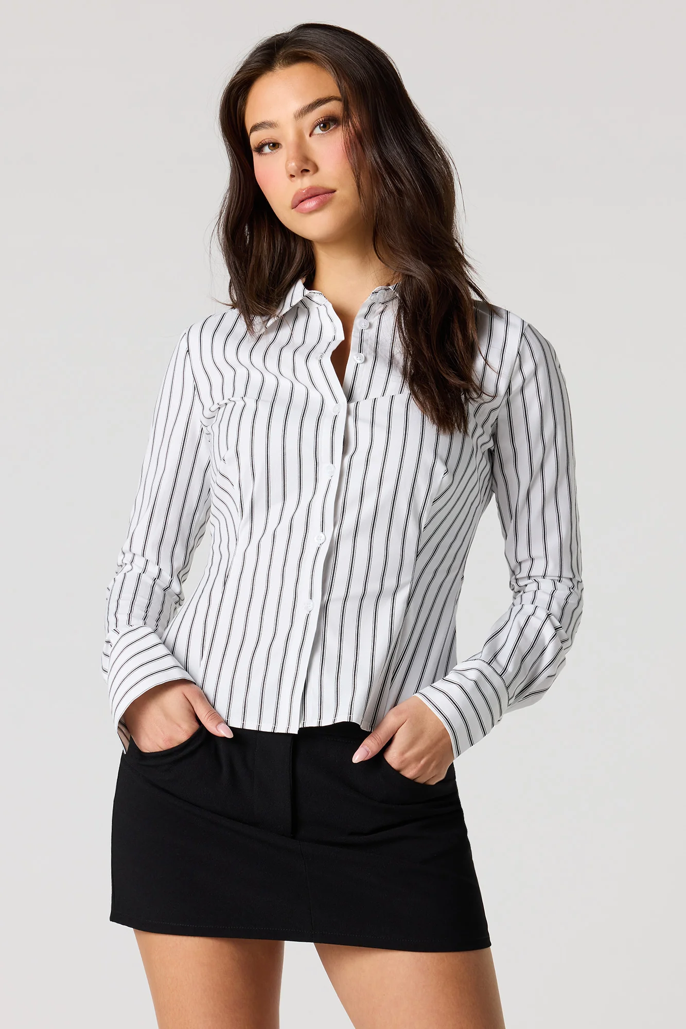 Button-Up Long Sleeve Collared Top - Image 4