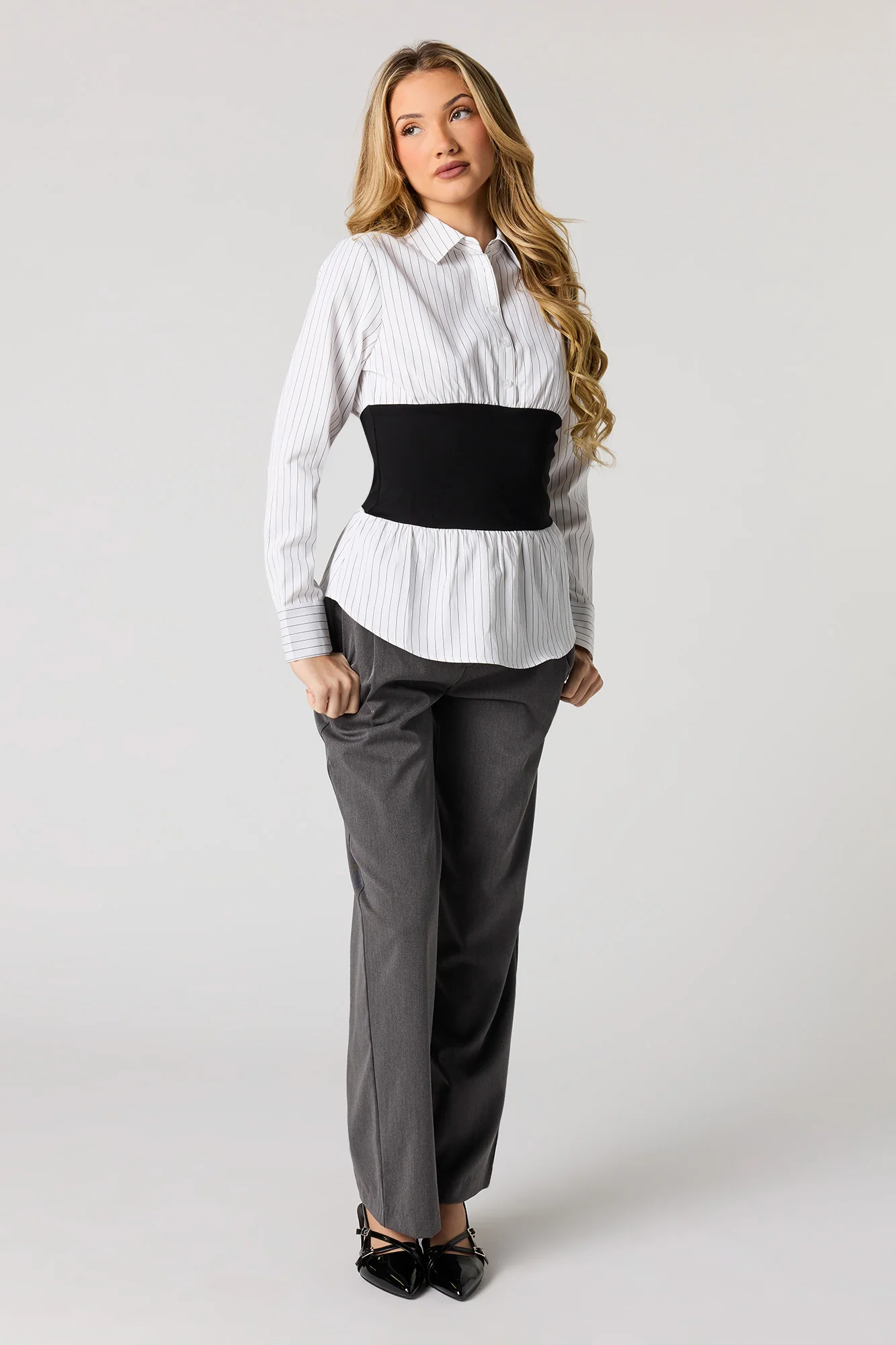 Corset Waist Button-Up Top - Image 6