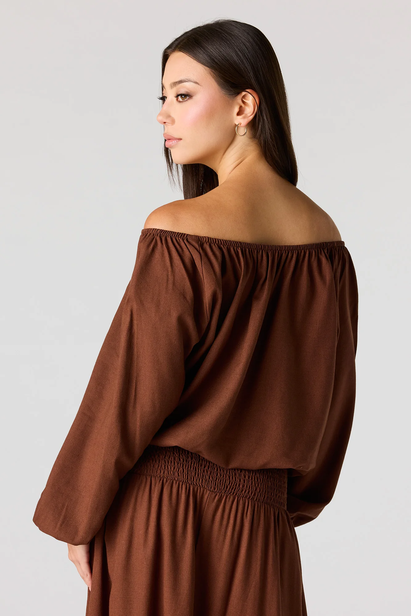 Linen-Blend Off Shoulder Blouse - Image 14