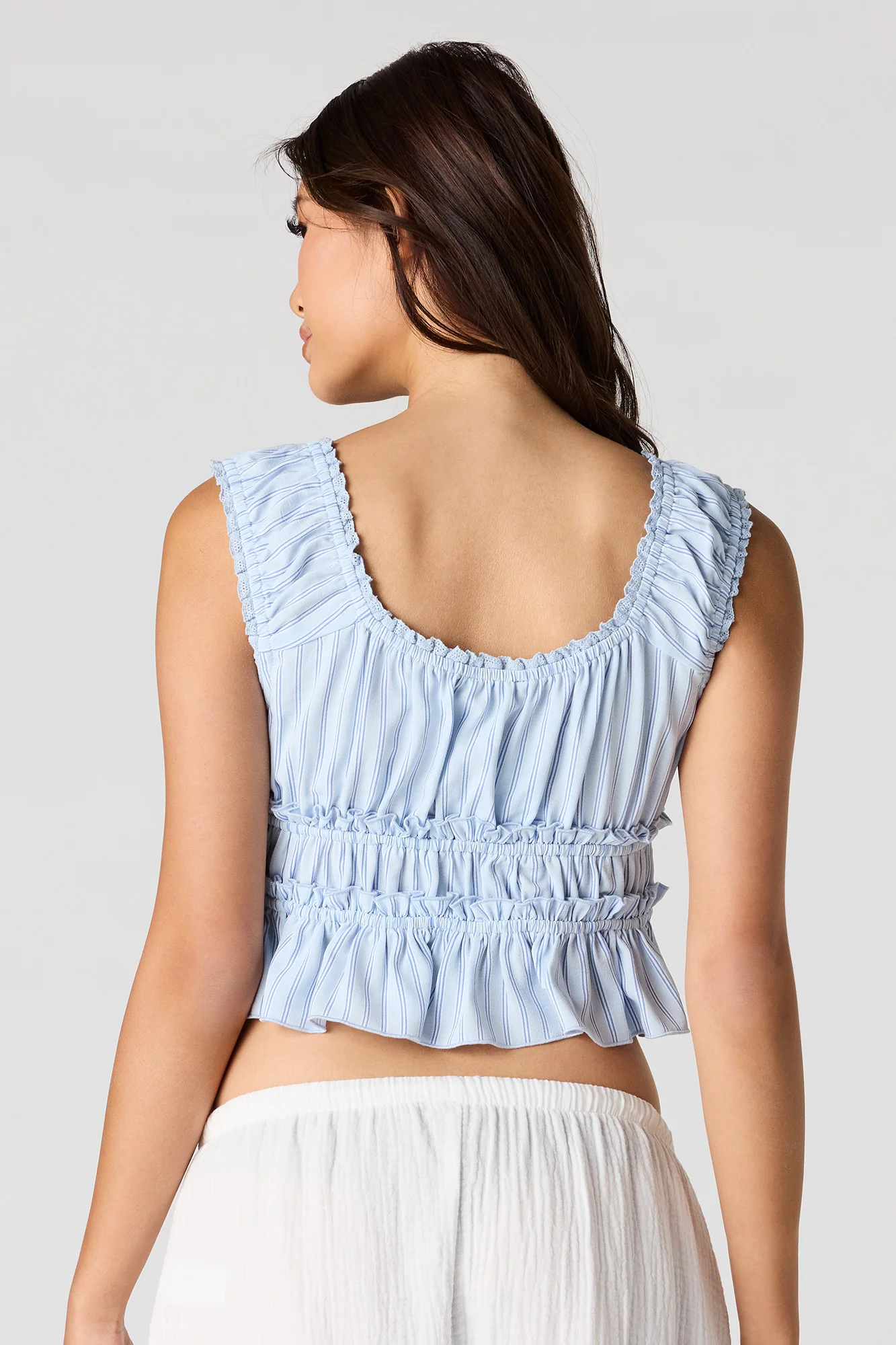 V-Neck Tie Front Ruffle Tank - Image 2