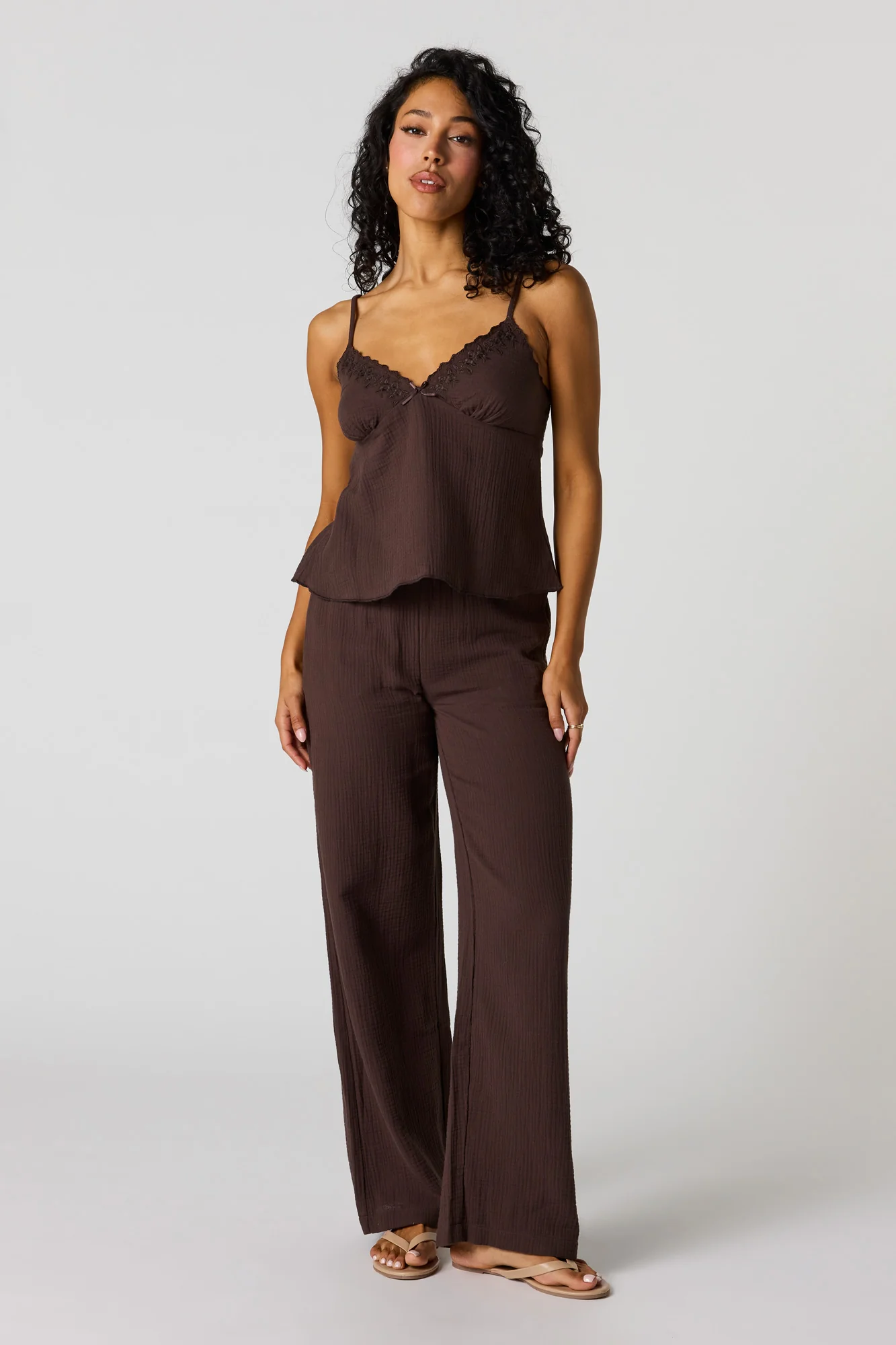 Gauze Lace Trim V-Neck Cami - Image 3