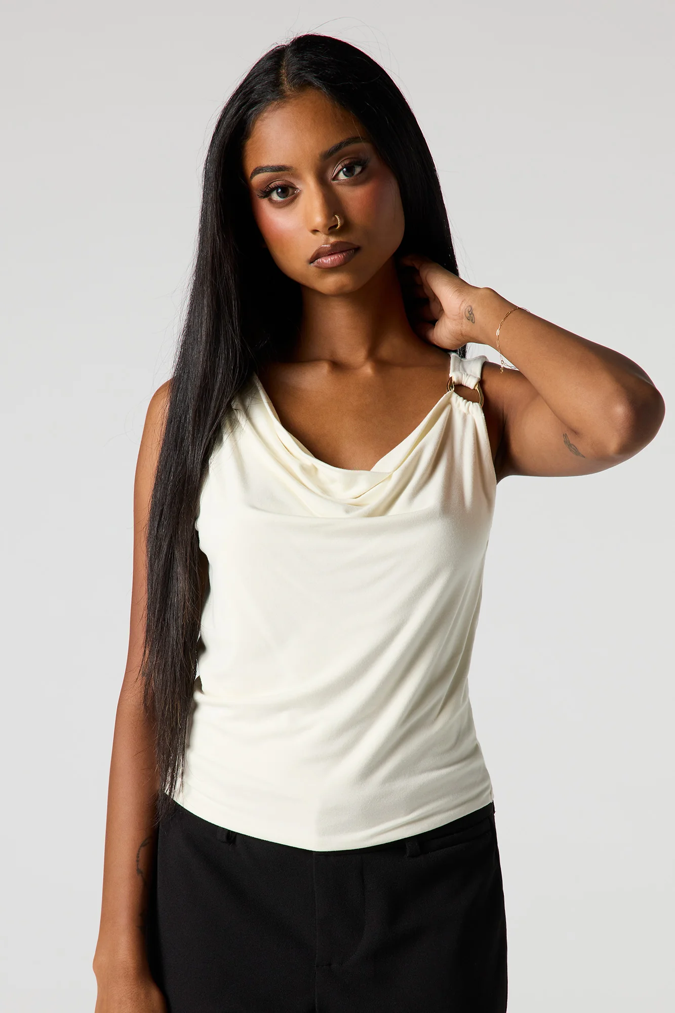 Cowl Neck O-Ring Shoulder Tank - Image 7