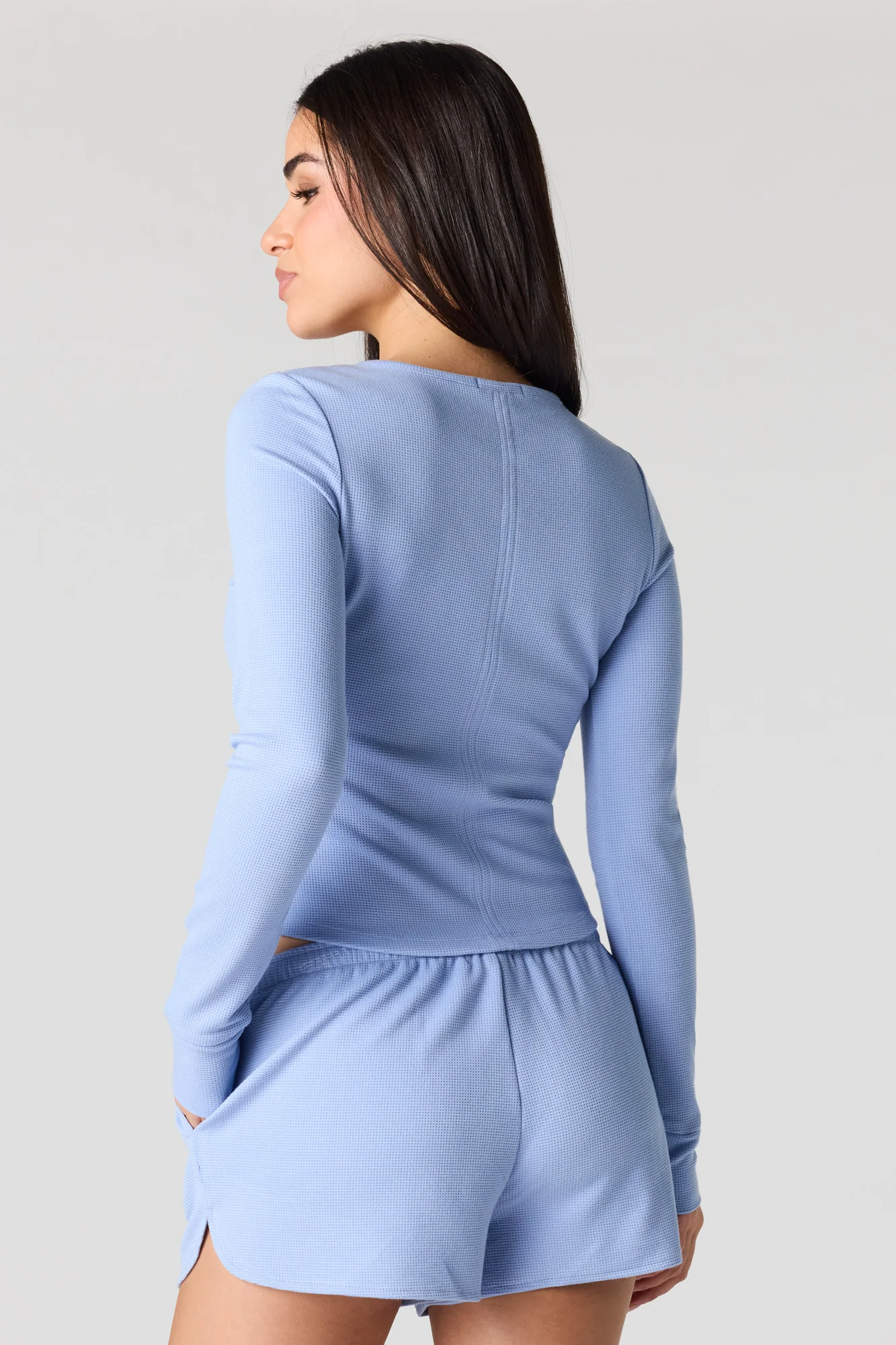 Waffle Knit Long Sleeve Henley - Image 8