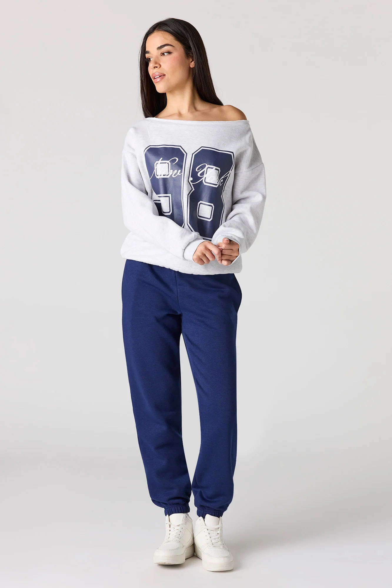 New York HD Print Off Shoulder Sweatshirt - Image 3