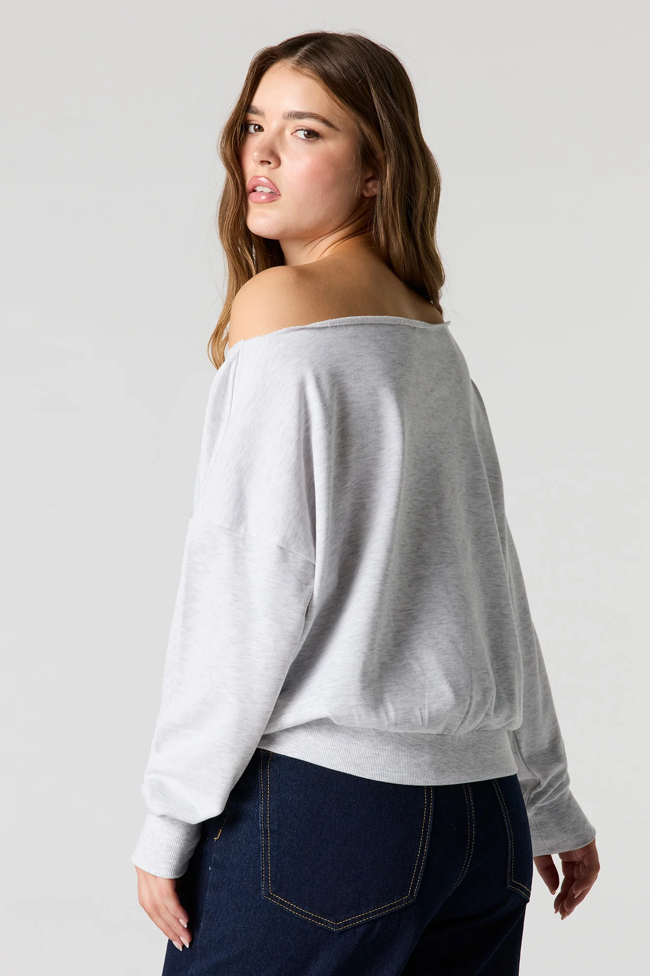 Off Shoulder Fleece Sweater - Image 2