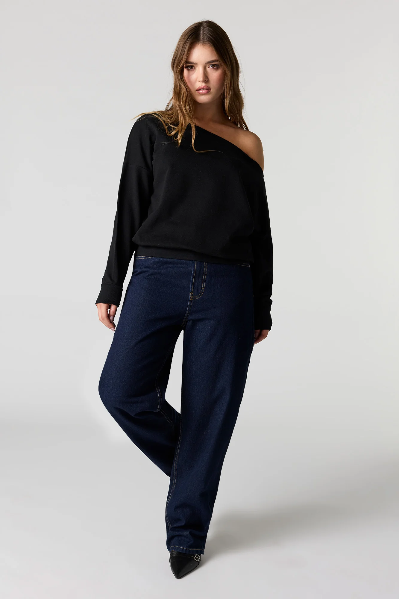 Off Shoulder Fleece Sweater - Image 6