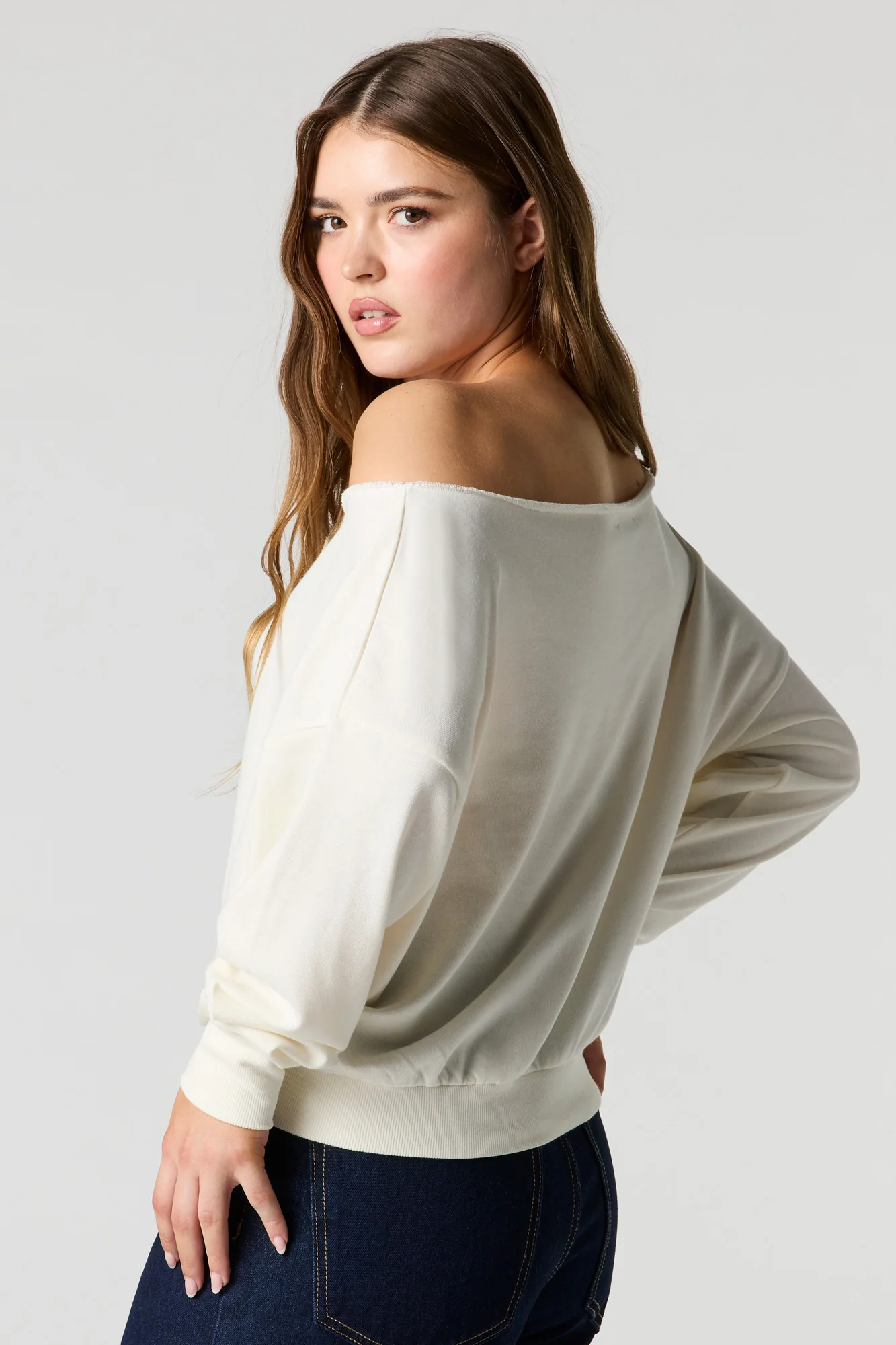 Off Shoulder Fleece Sweater - Image 8