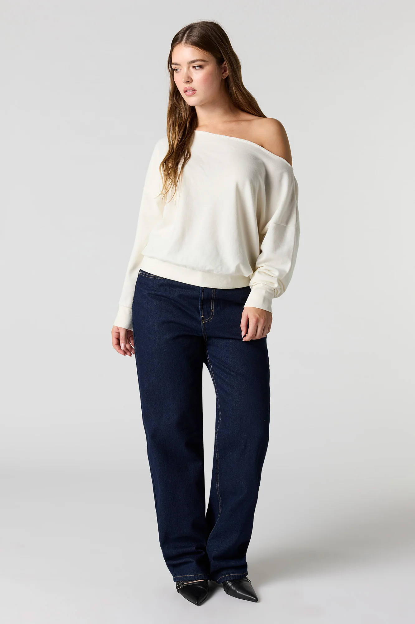 Off Shoulder Fleece Sweater - Image 9
