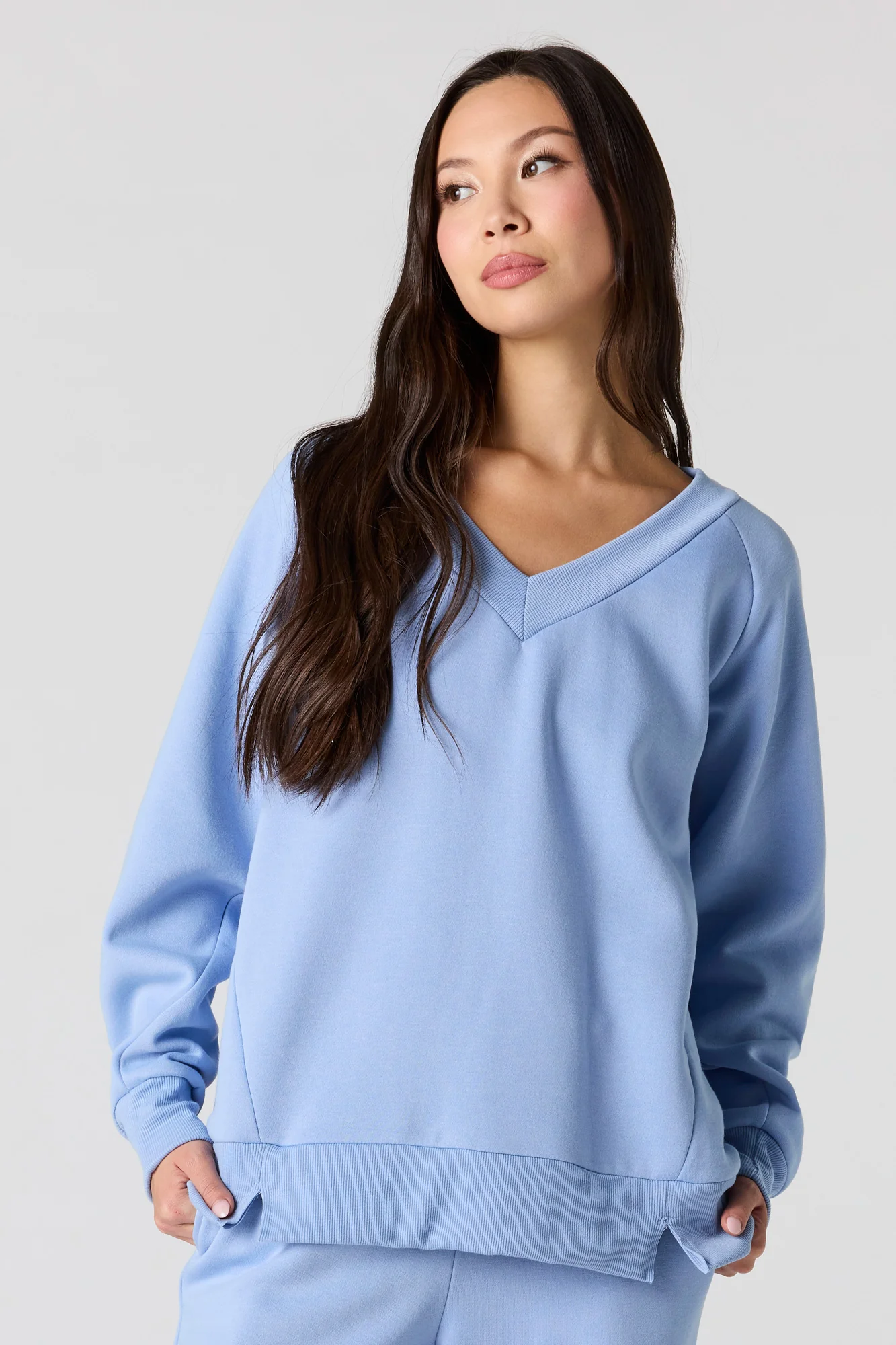 Fleece V-Neck Sweatshirt - Image 10