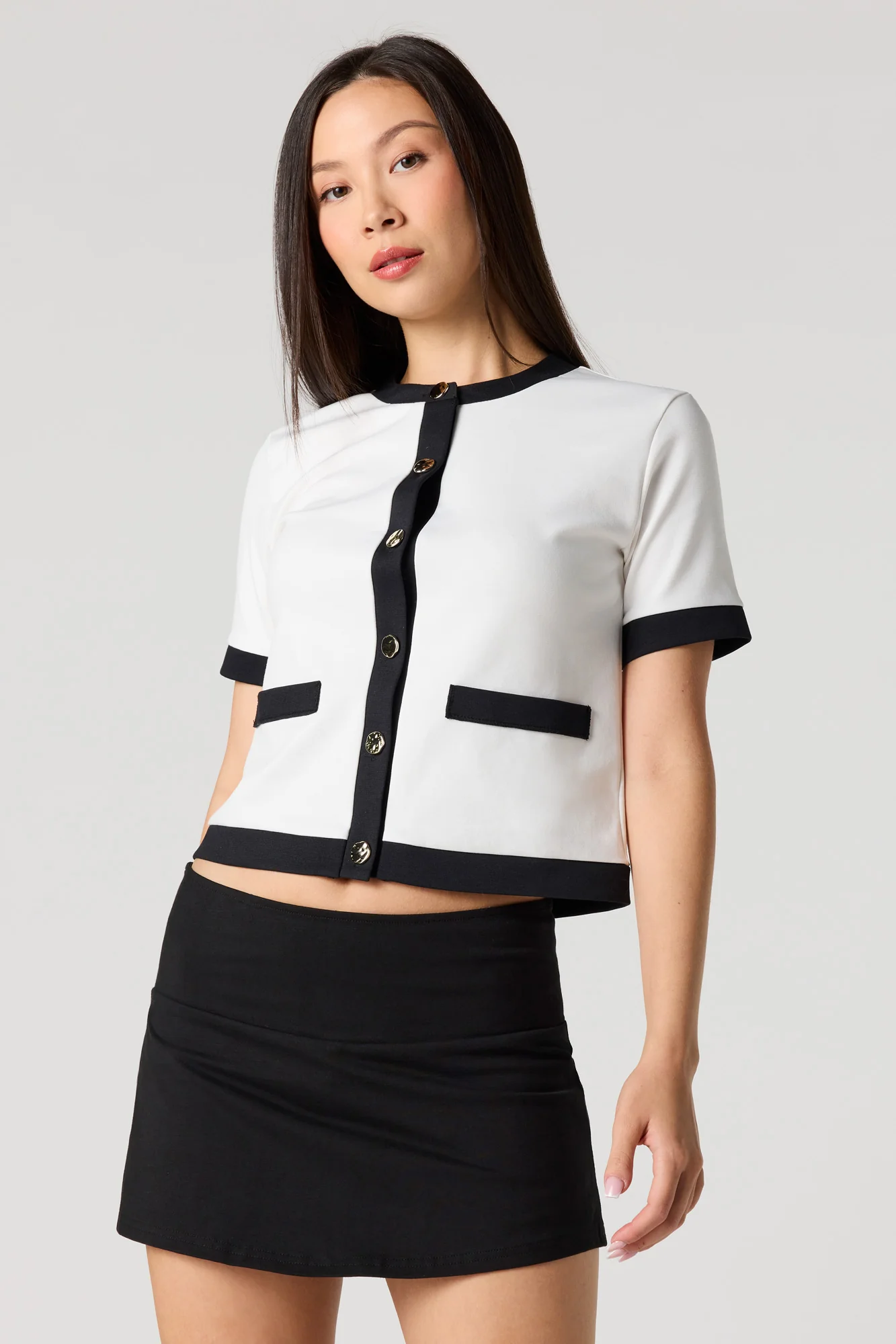 Button-Up Contrast Cardigan - Image 7