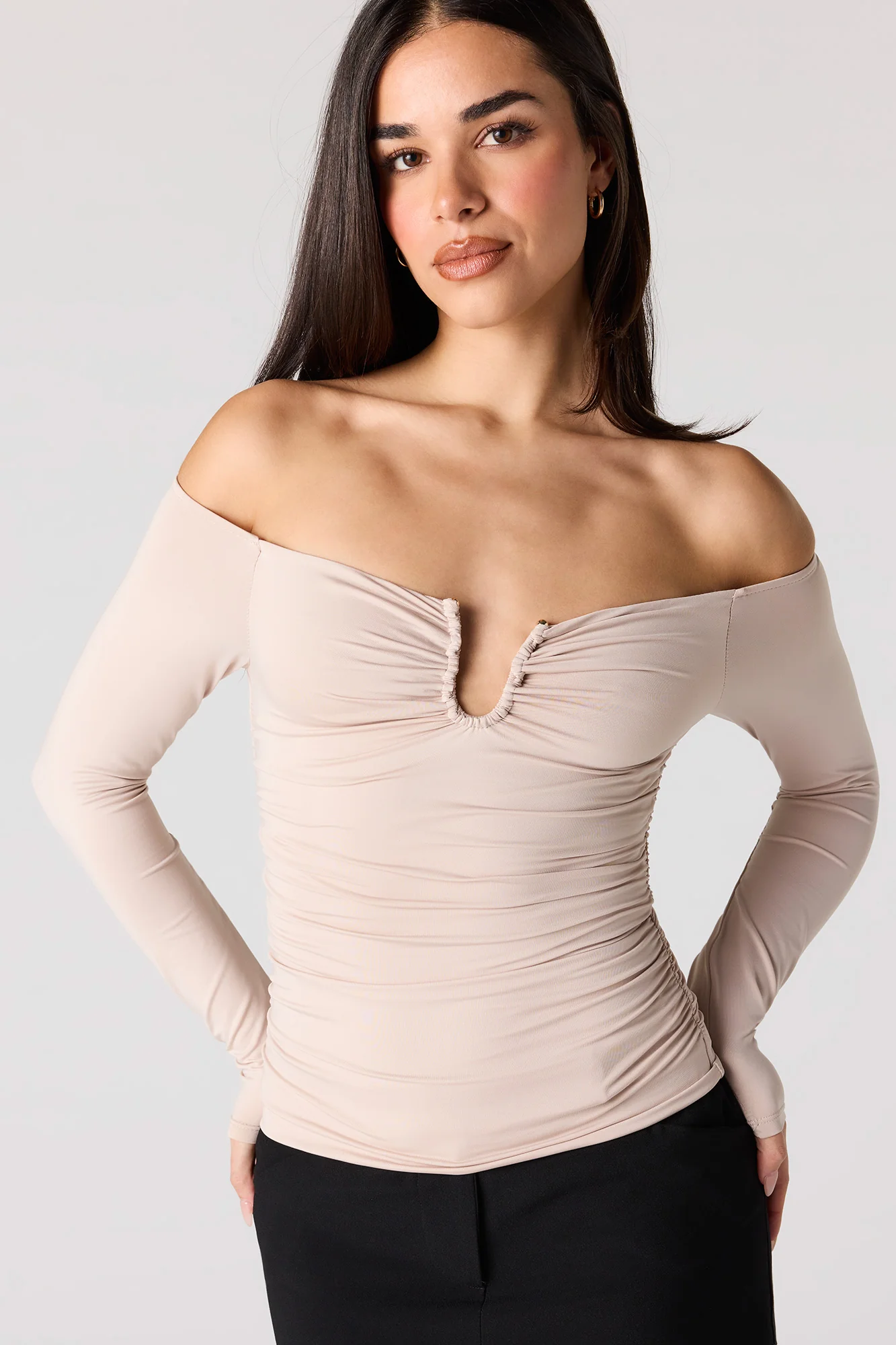Contour Metal Accent Off Shoulder Top - Image 7