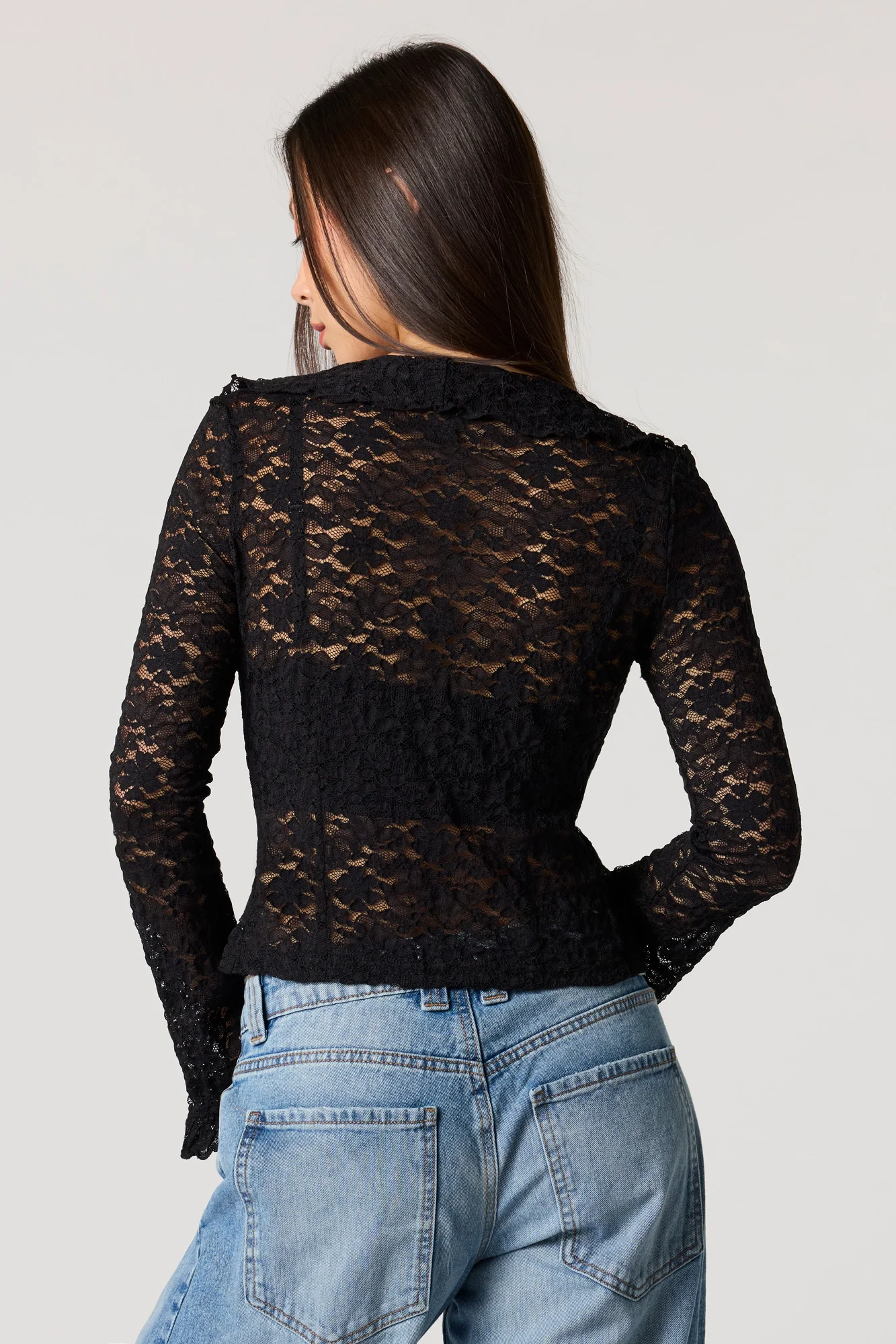 Flowy Lace Flyaway Long Sleeve Top - Image 2