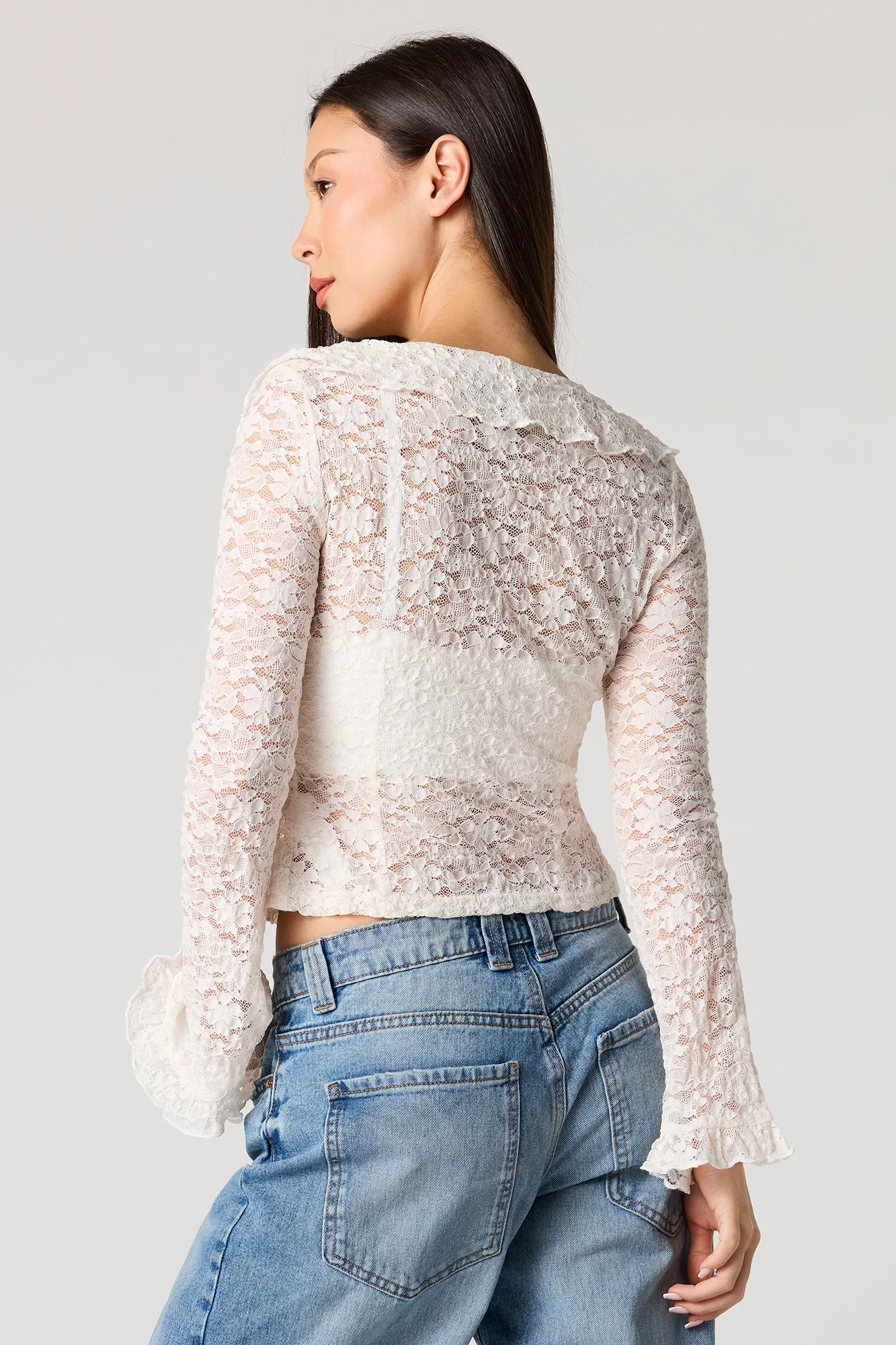 Flowy Lace Flyaway Long Sleeve Top - Image 6