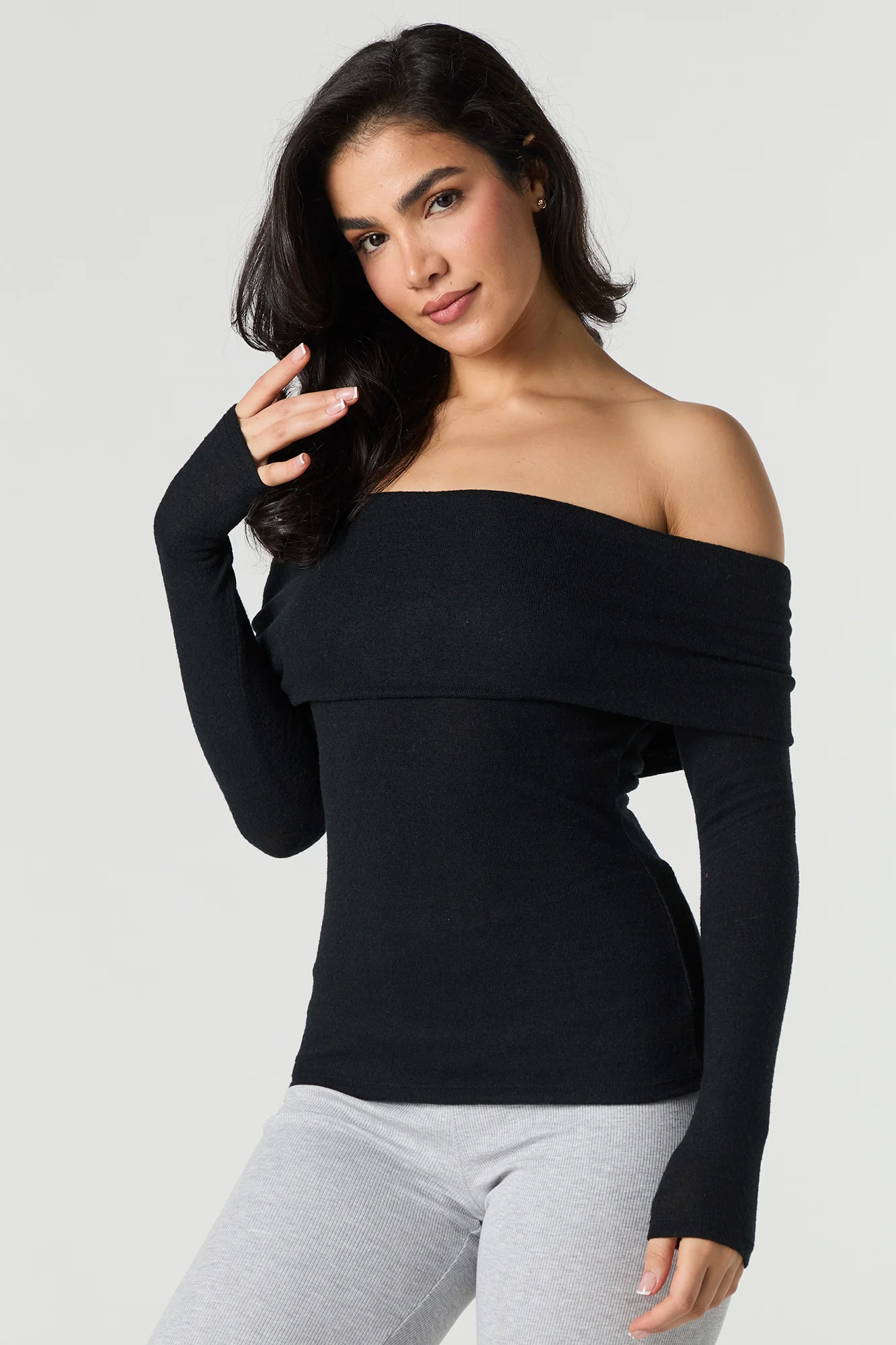 Knit Off Shoulder Long Sleeve Top - Image 4