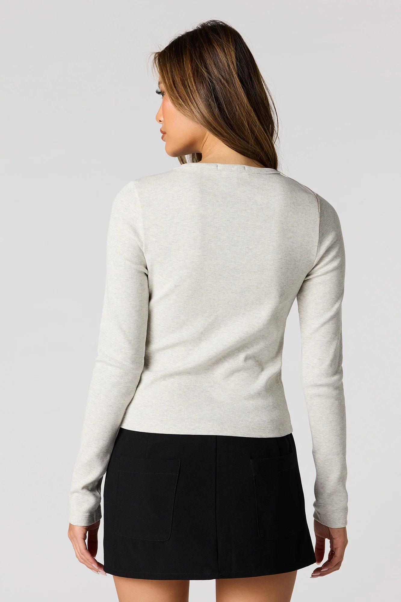 Asymmetrical Button-Up Ribbed Cardigan - Image 11