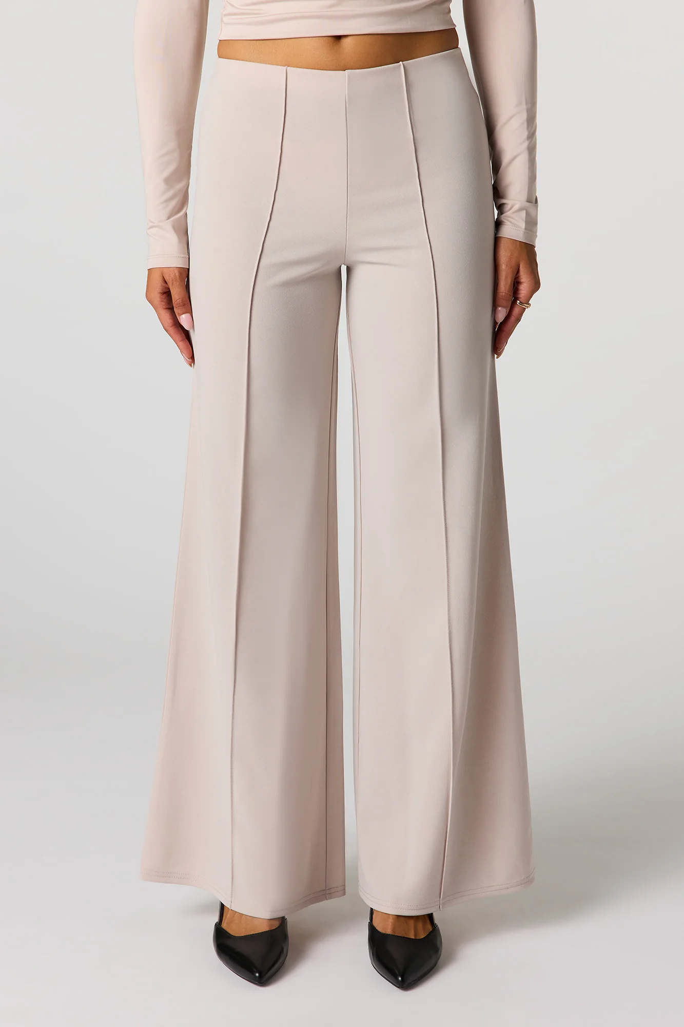 High Rise Exposed Seam Wide Leg Pant - Image 2
