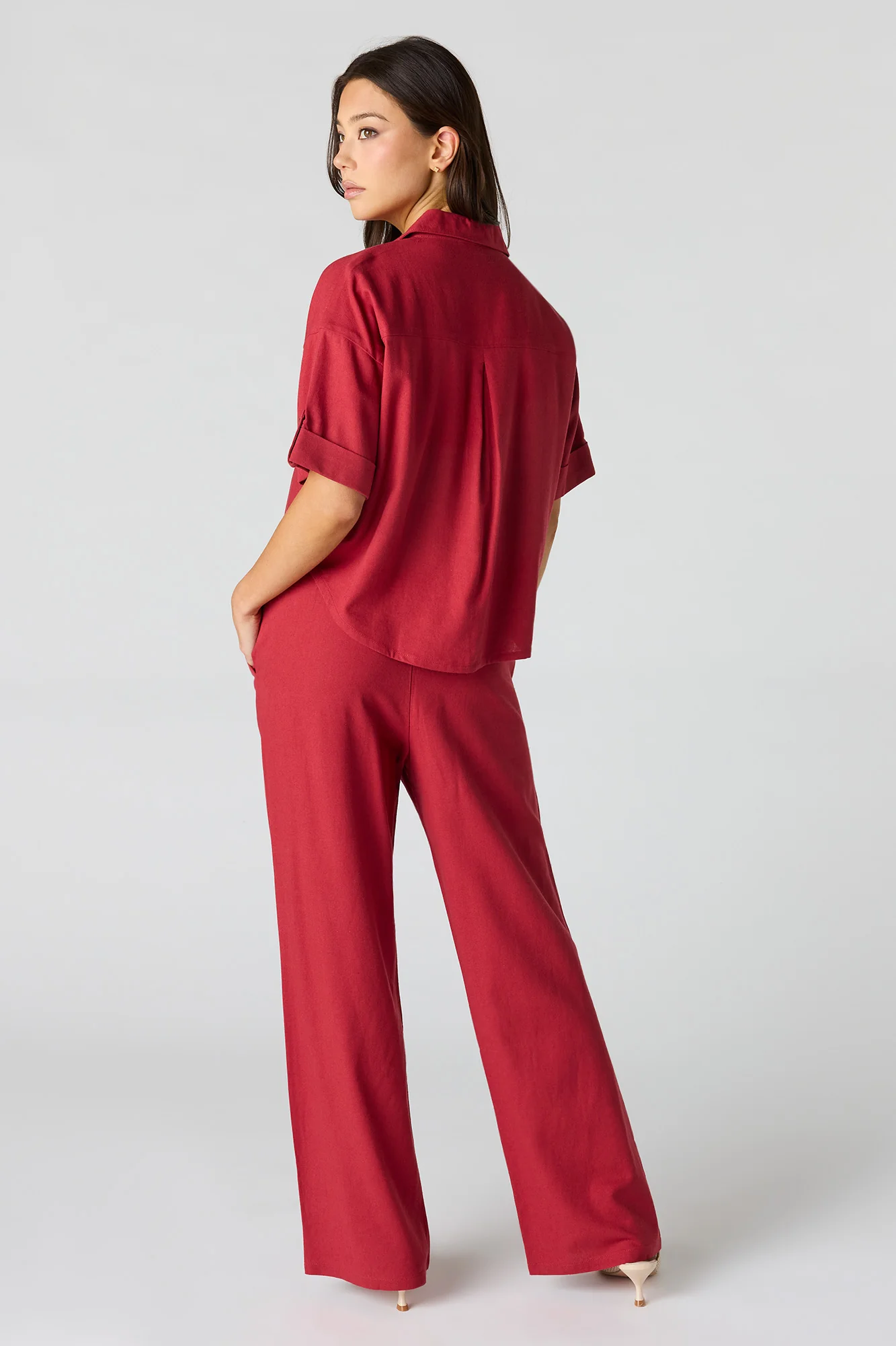Linen-Blend Wide Leg Pant - Image 4