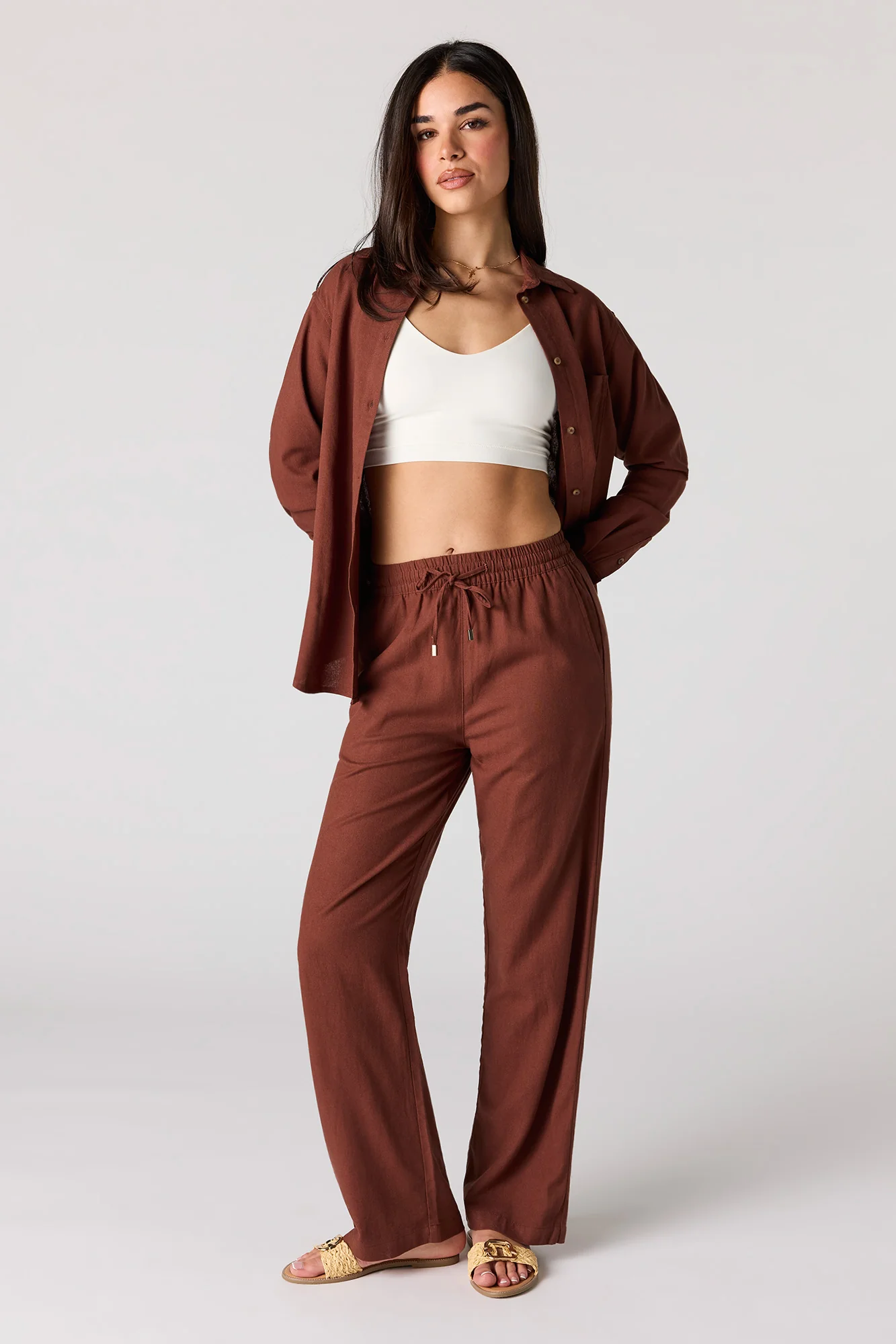 Linen-Blend Wide Leg Pant - Image 10