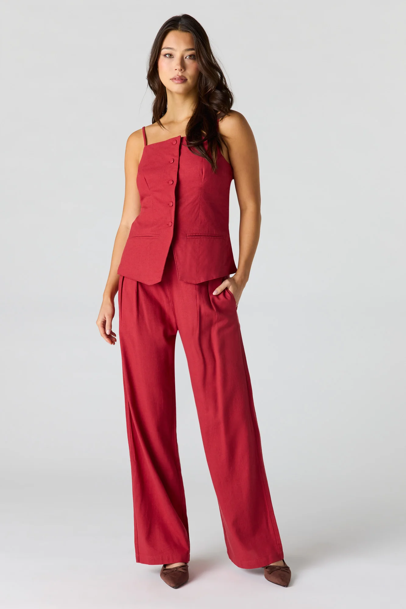 Linen-Blend Wide Leg Dress Pant - Image 10