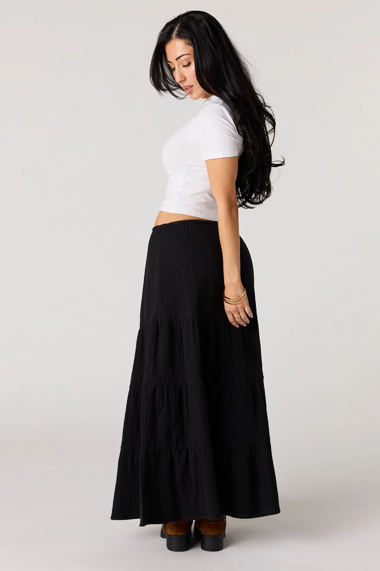 Crinkled Tiered Maxi Skirt - Image 10