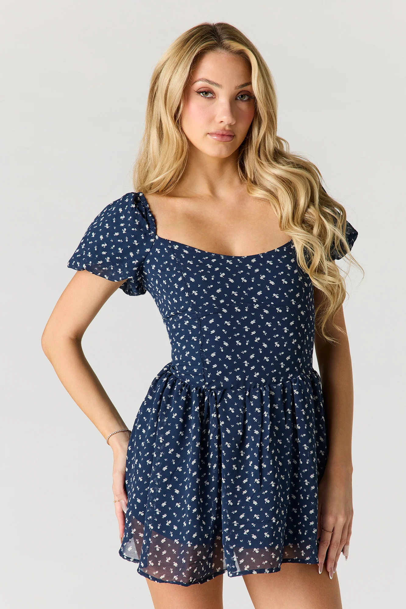 Floral Ditsy Print Chiffon Romper - Image 9