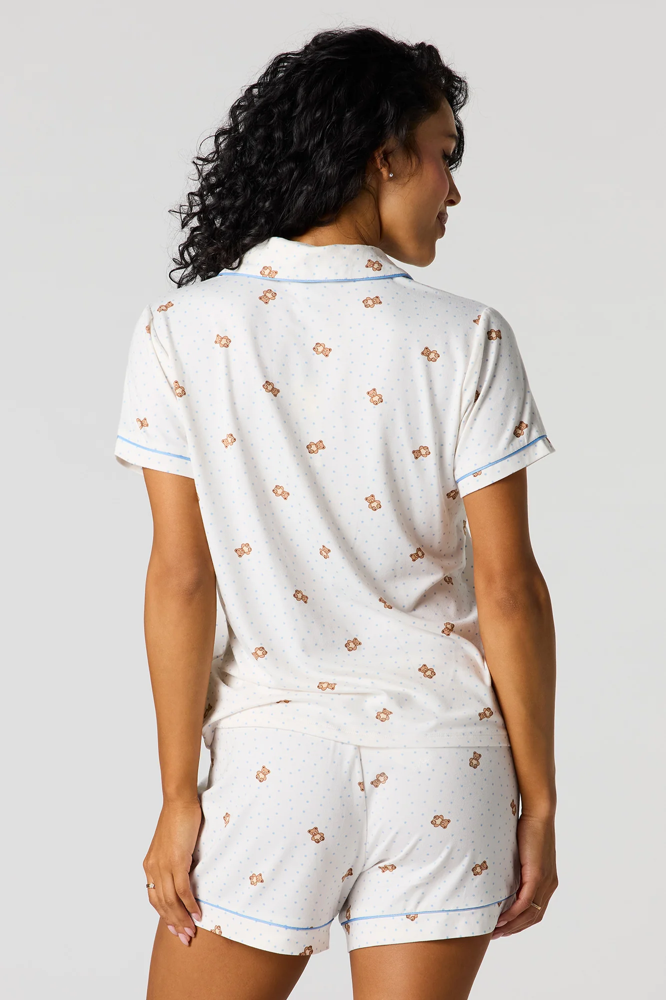 Soft Button-Up Top & Short Pajama Set - Image 11