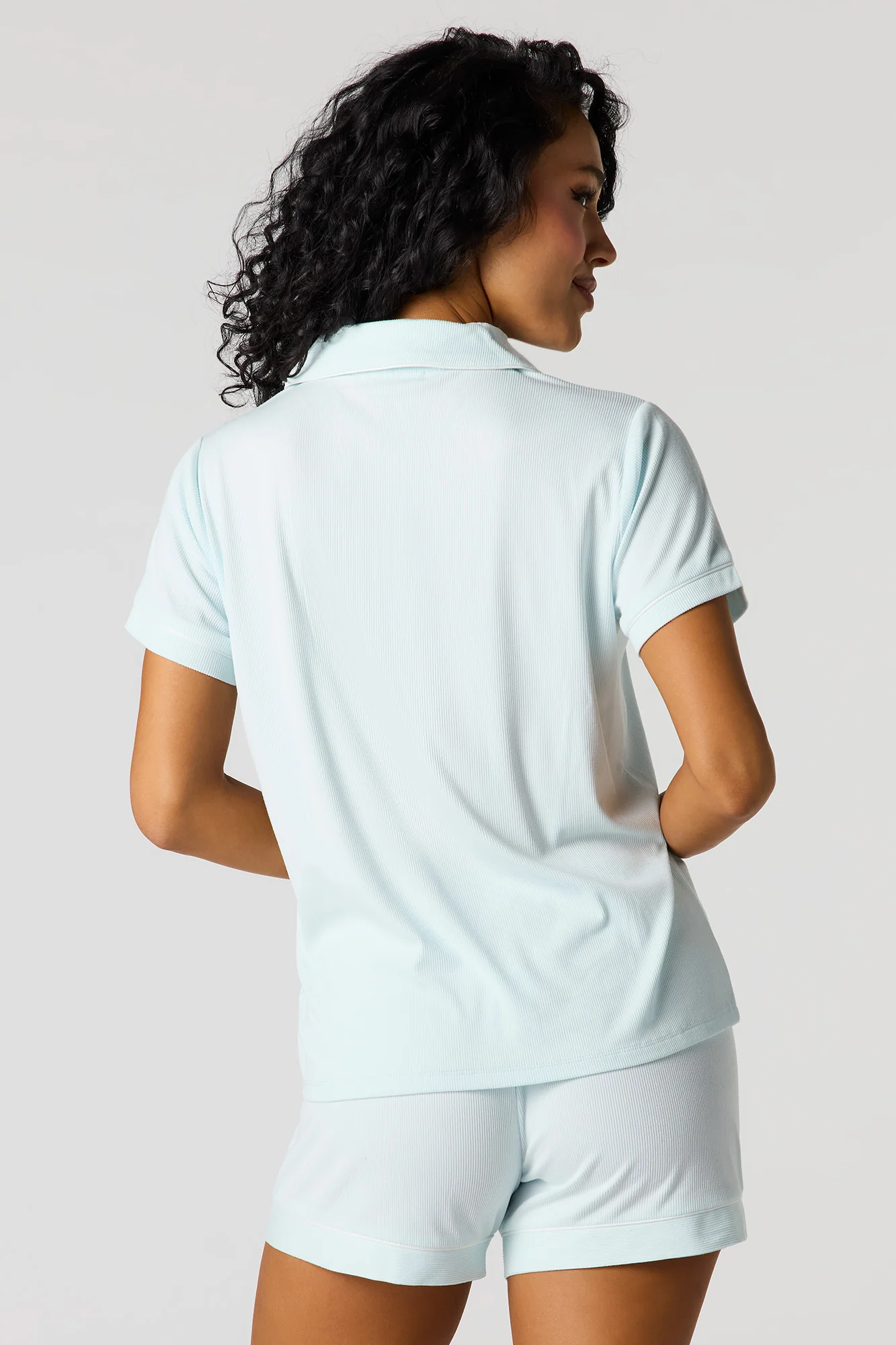 Soft Button-Up Top & Short Pajama Set - Image 14
