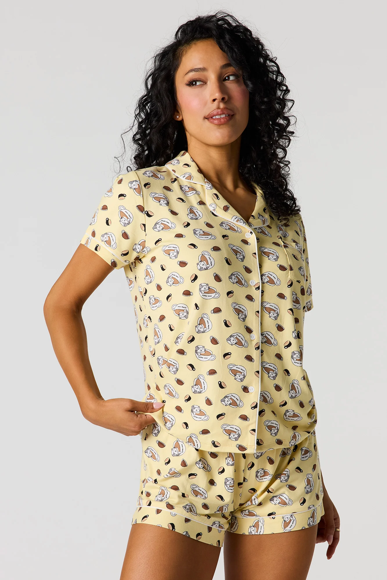 Soft Button-Up Top & Short Pajama Set - Image 16