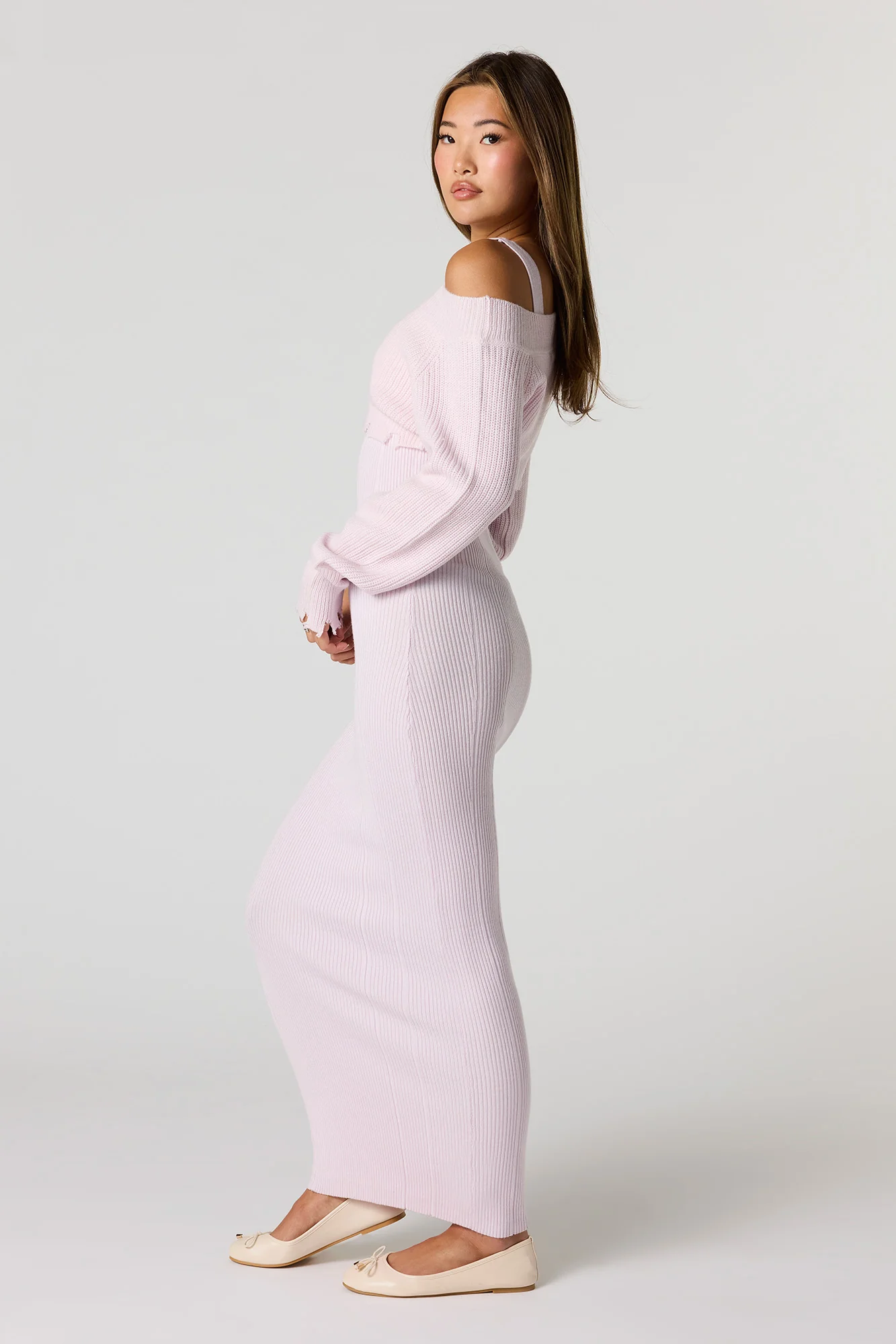 Ribbed Knit Sweater Dress & Cropped Sweater Set - Image 2