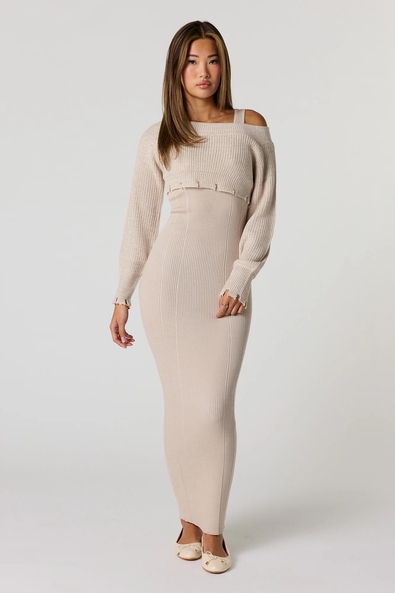 Ribbed Knit Sweater Dress & Cropped Sweater Set - Image 4