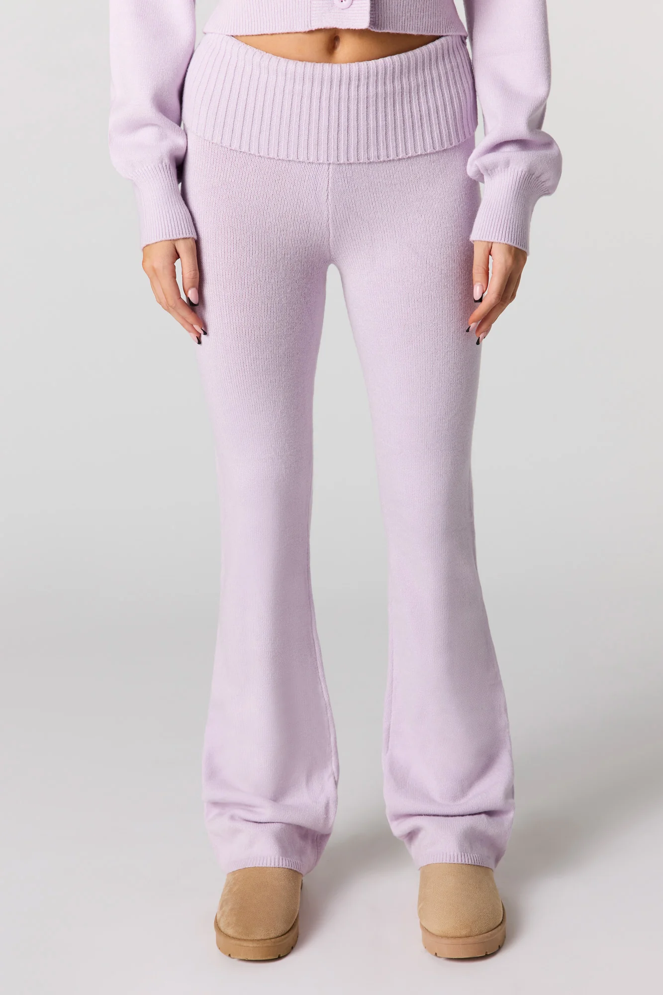 Cozy Knit Foldover Waist Flare Pant - Image 2