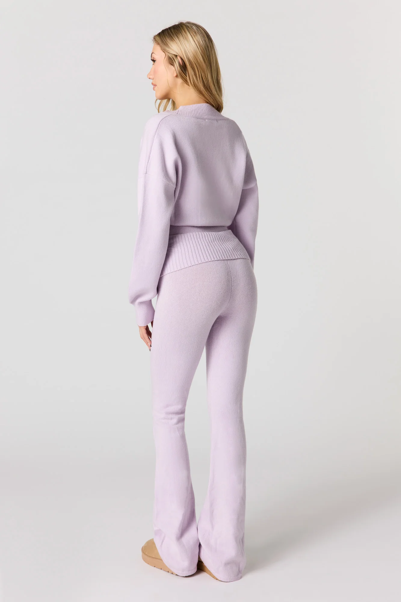 Cozy Knit Foldover Waist Flare Pant - Image 3