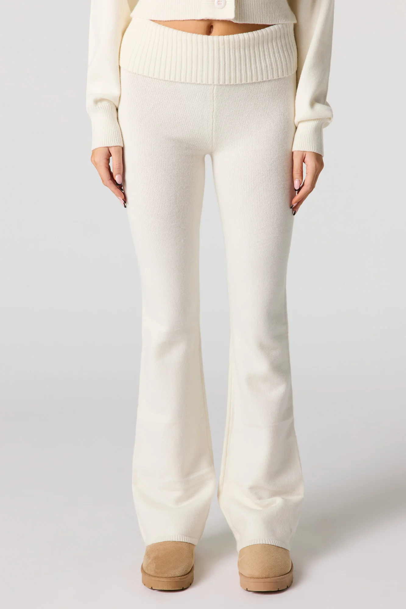 Cozy Knit Foldover Waist Flare Pant - Image 8